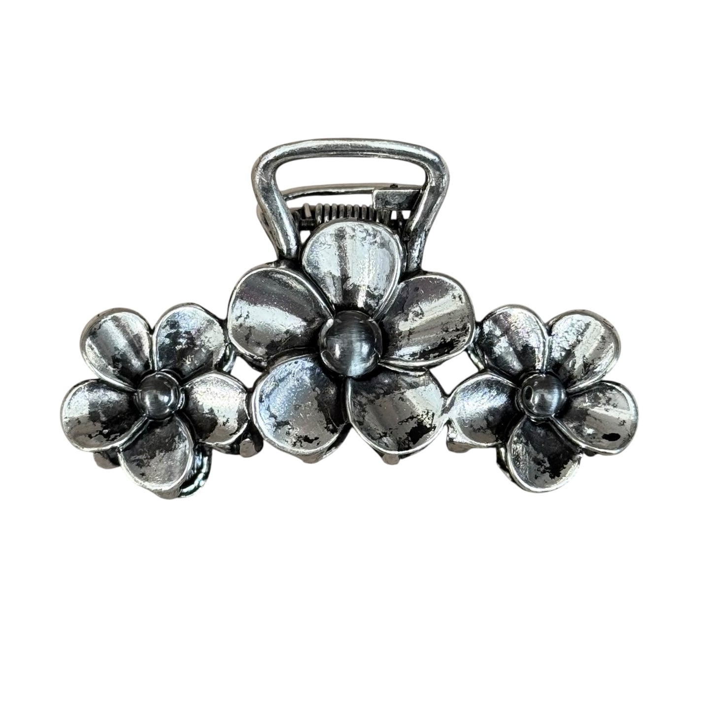 Gunmetal Navajo Pearl Floral Mini Claw Clip