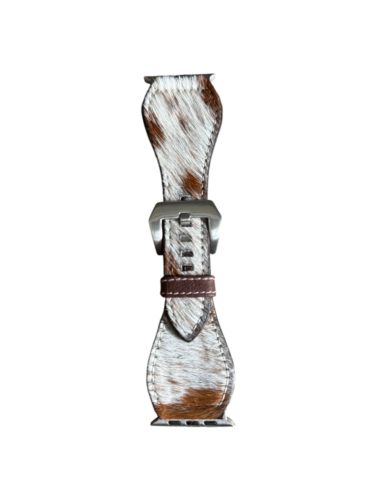 Brown & White Cowhide Apple Watch Band