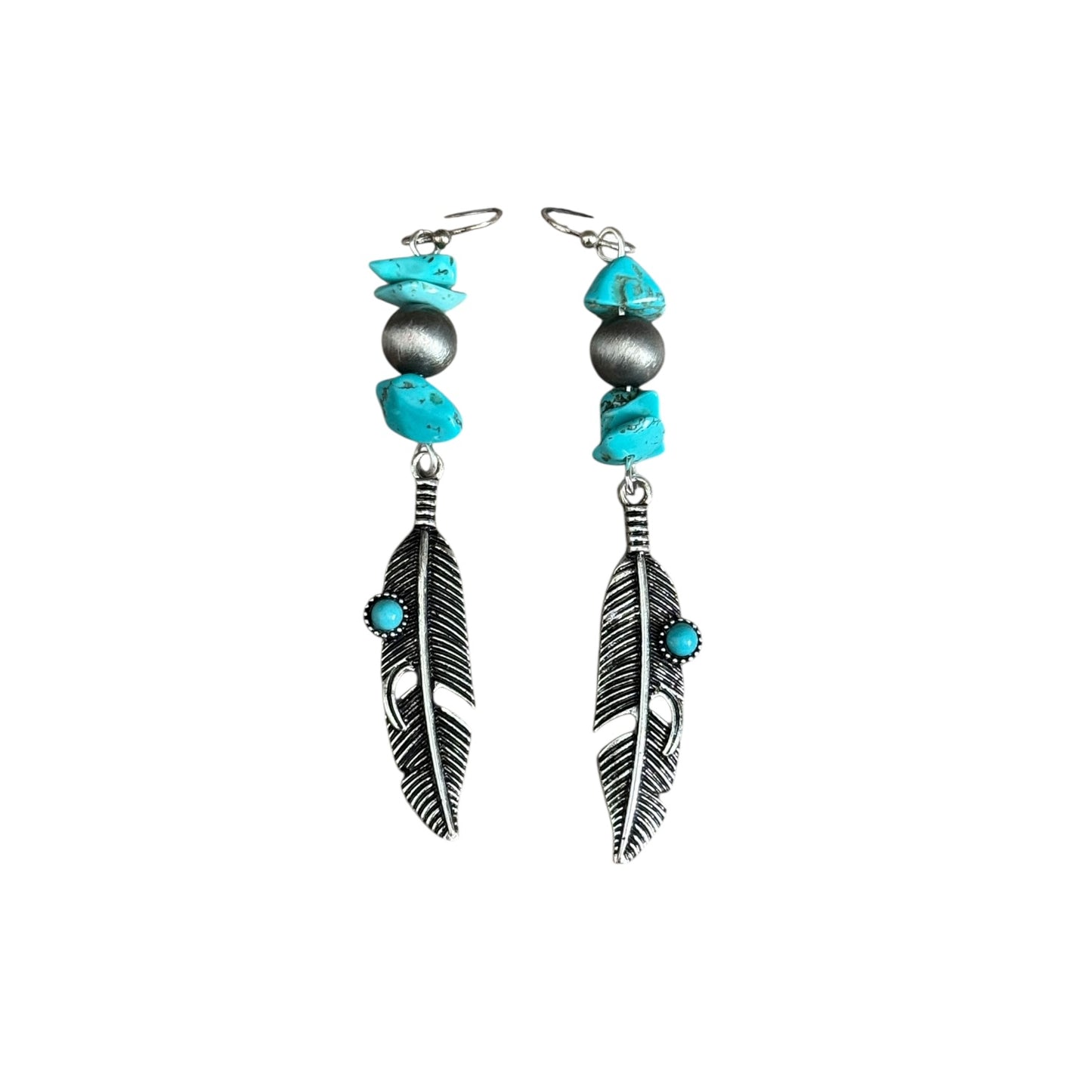Gunmetal Navajo Pearl Feather Earrings