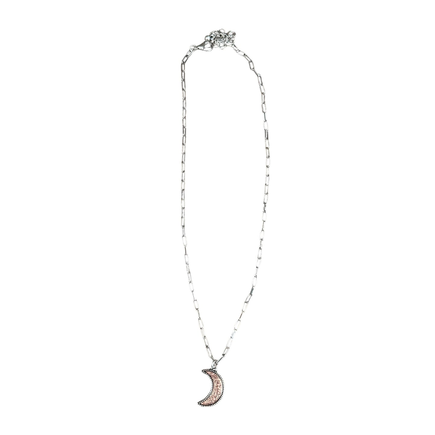 Tooled Copper Moon Necklace