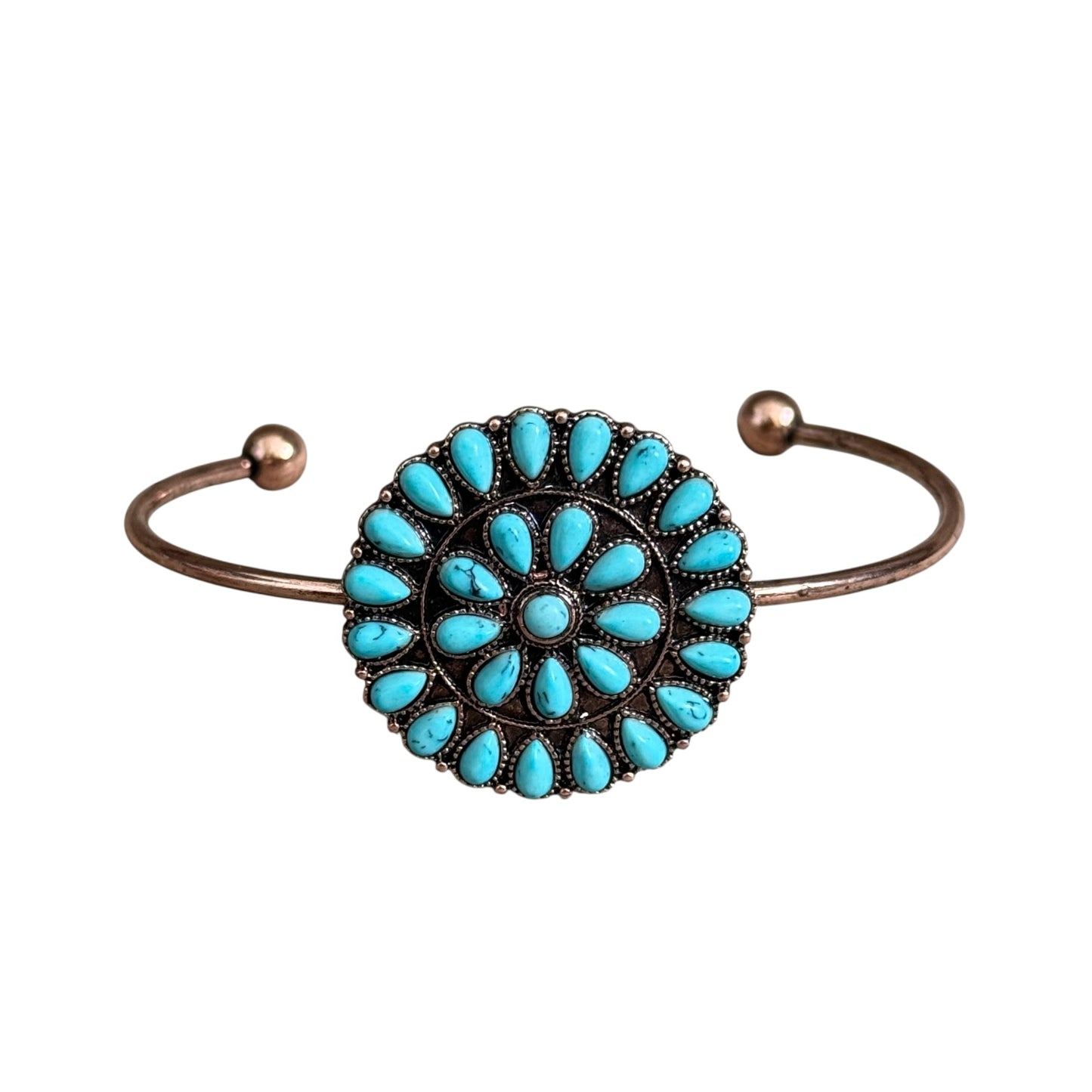 Turquoise Cluster Copper Cuff Bracelet