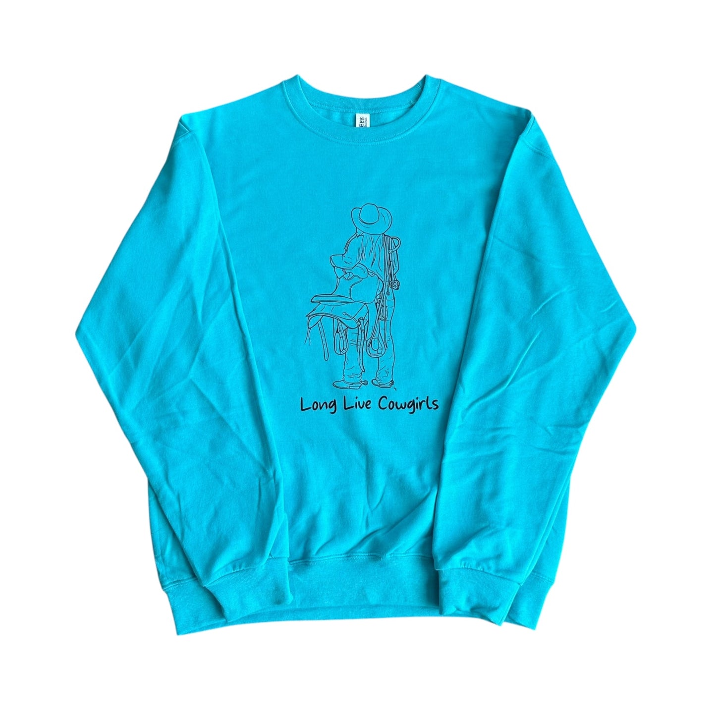 Turquoise Long Live Cowgirls Crewneck