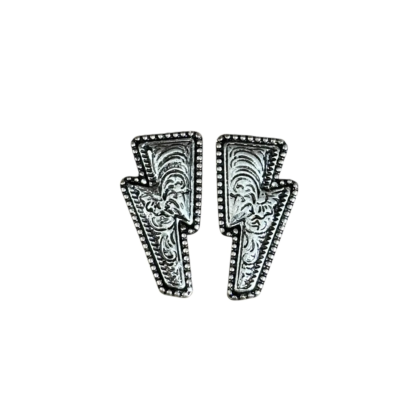 Silver Tooled Bolt Earrings