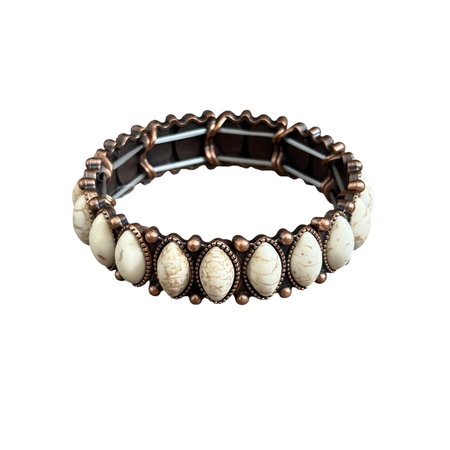 Copper Natural Stone Oval Stretch Bracelet