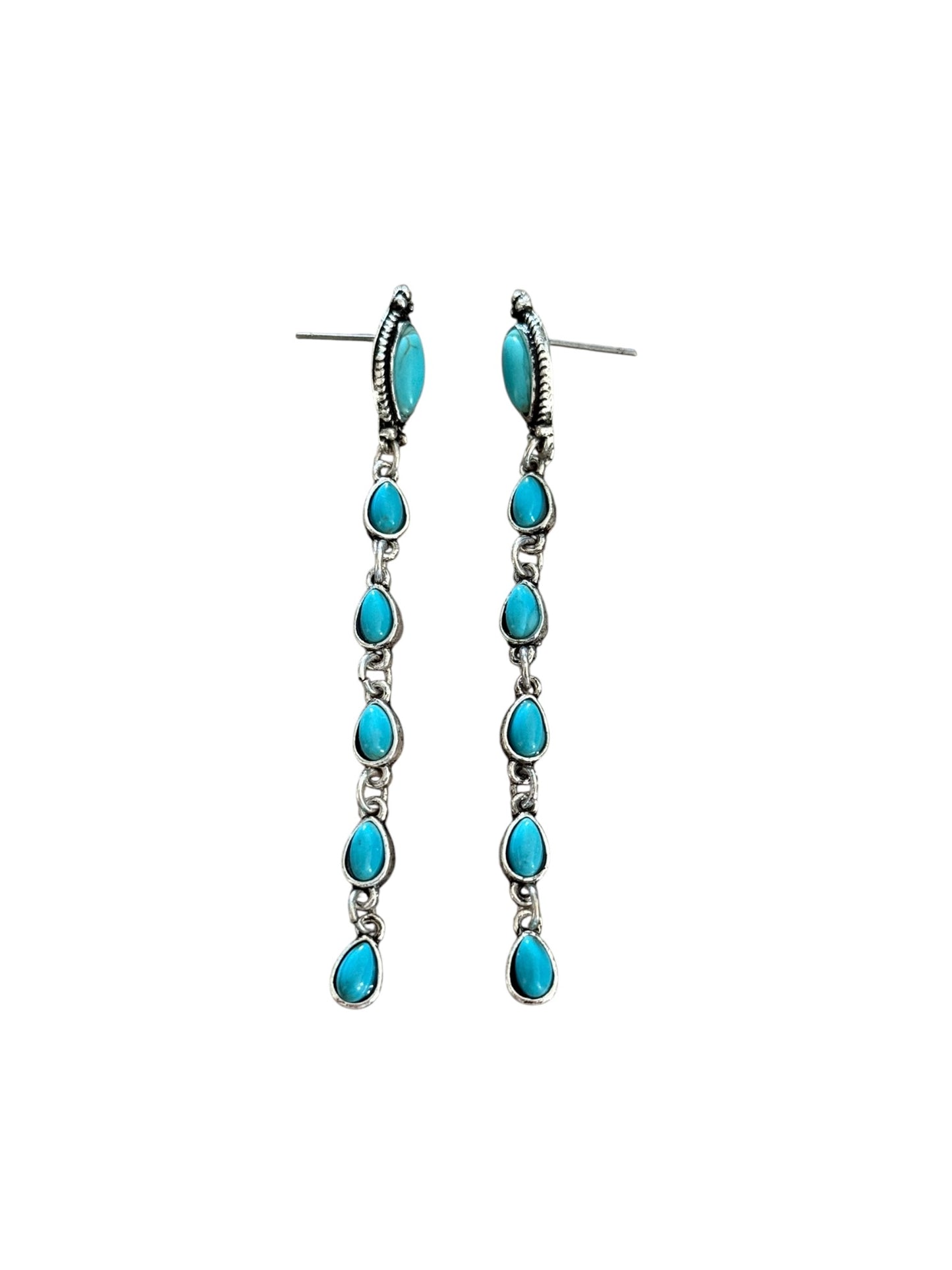 Long Oval Turquoise Earrings