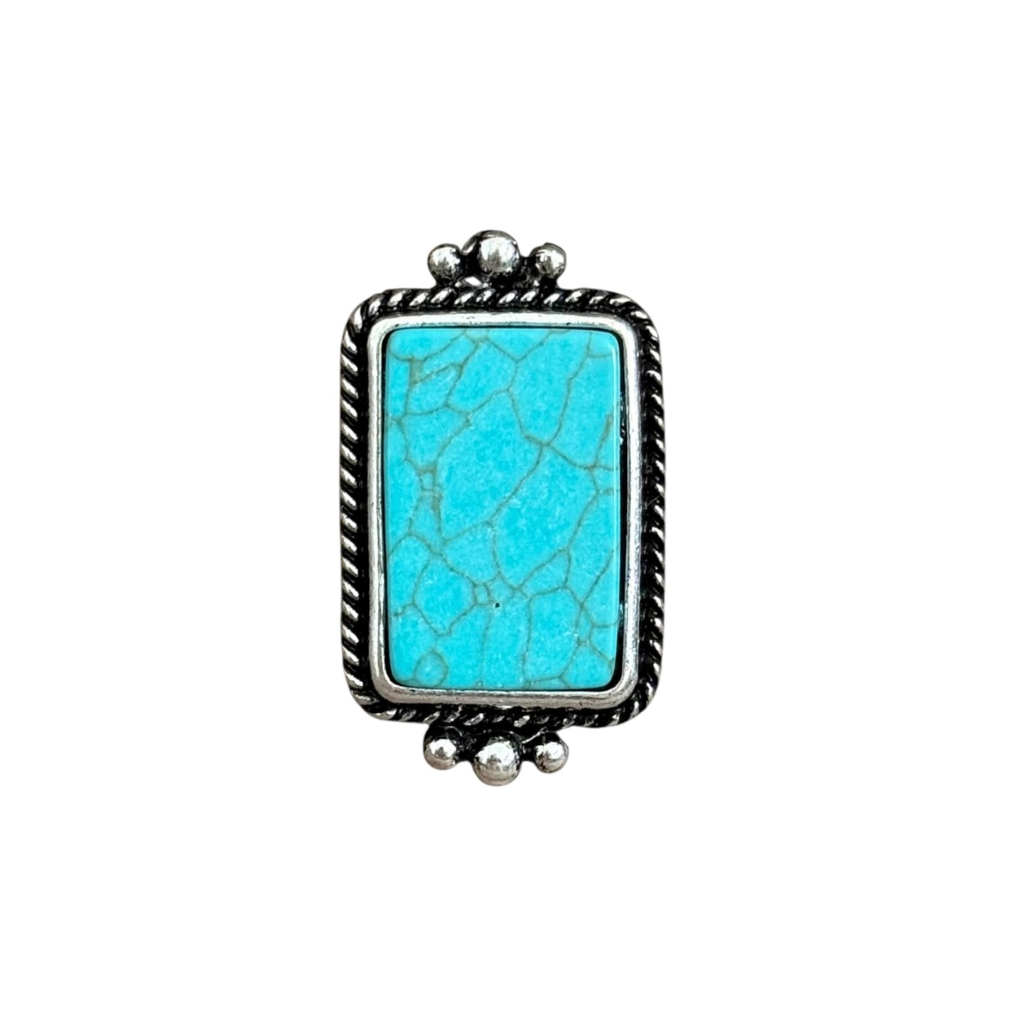 Turquoise Rectangle Stone Cuff Ring