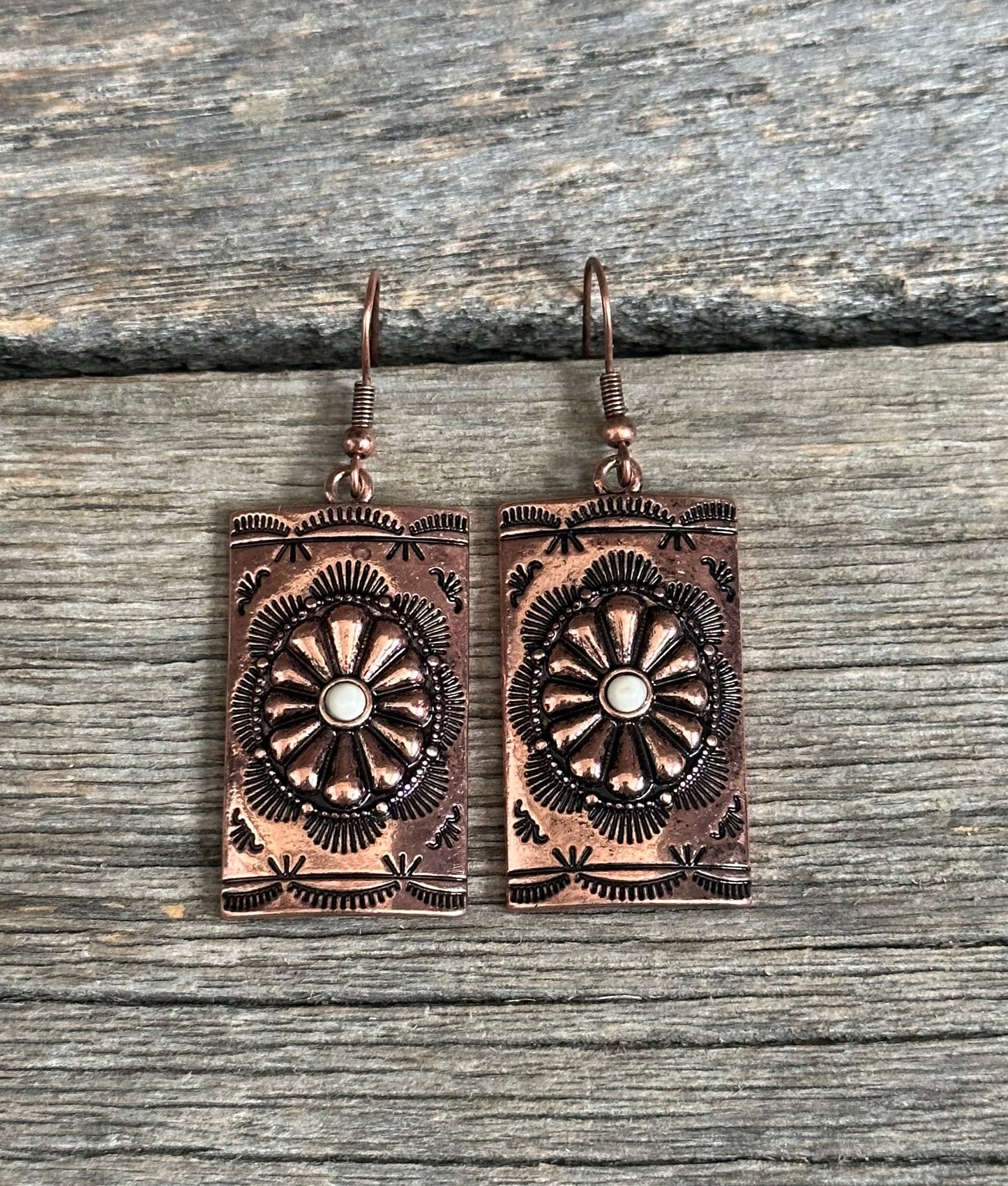 Copper Rectangle Earrings