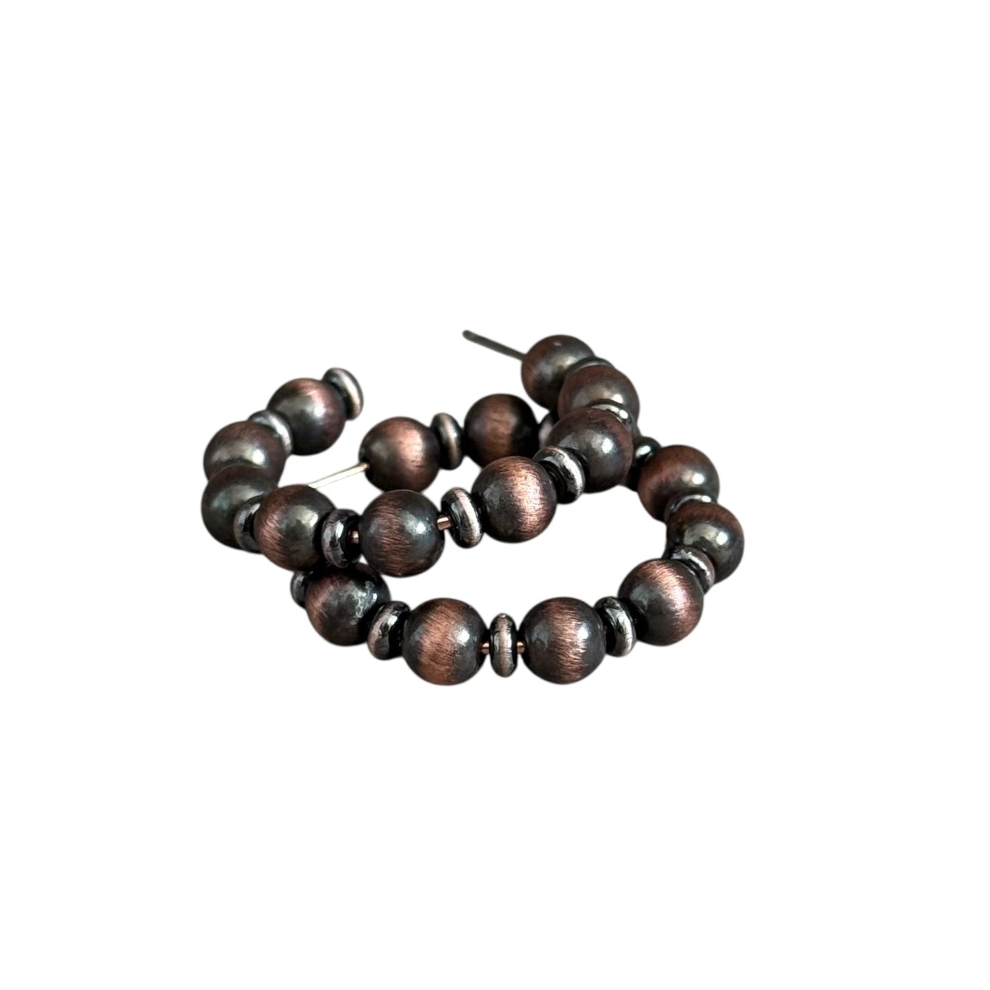 Copper Navajo Pearl Hoop Earrings