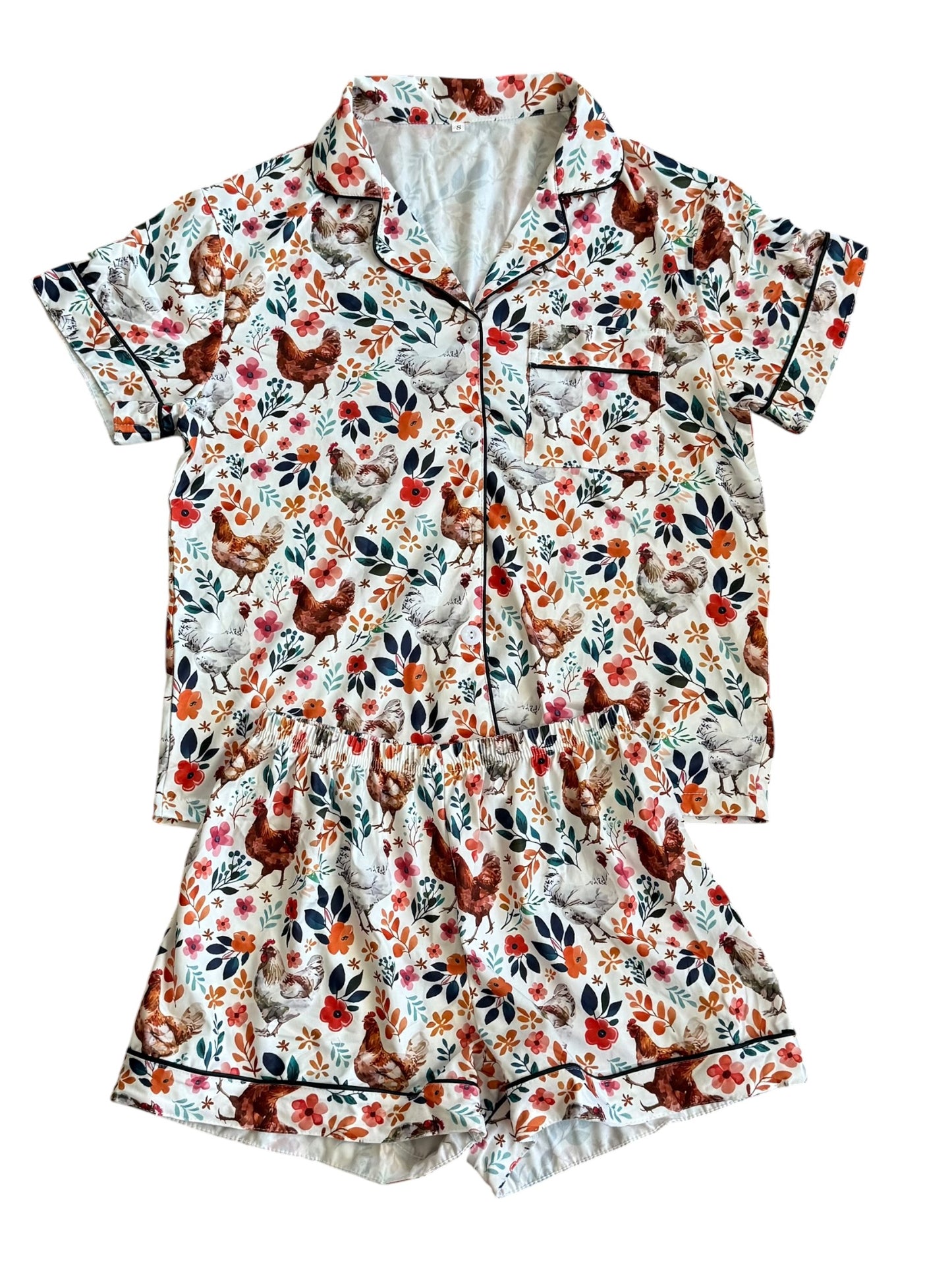 Floral Chicken PJ Set