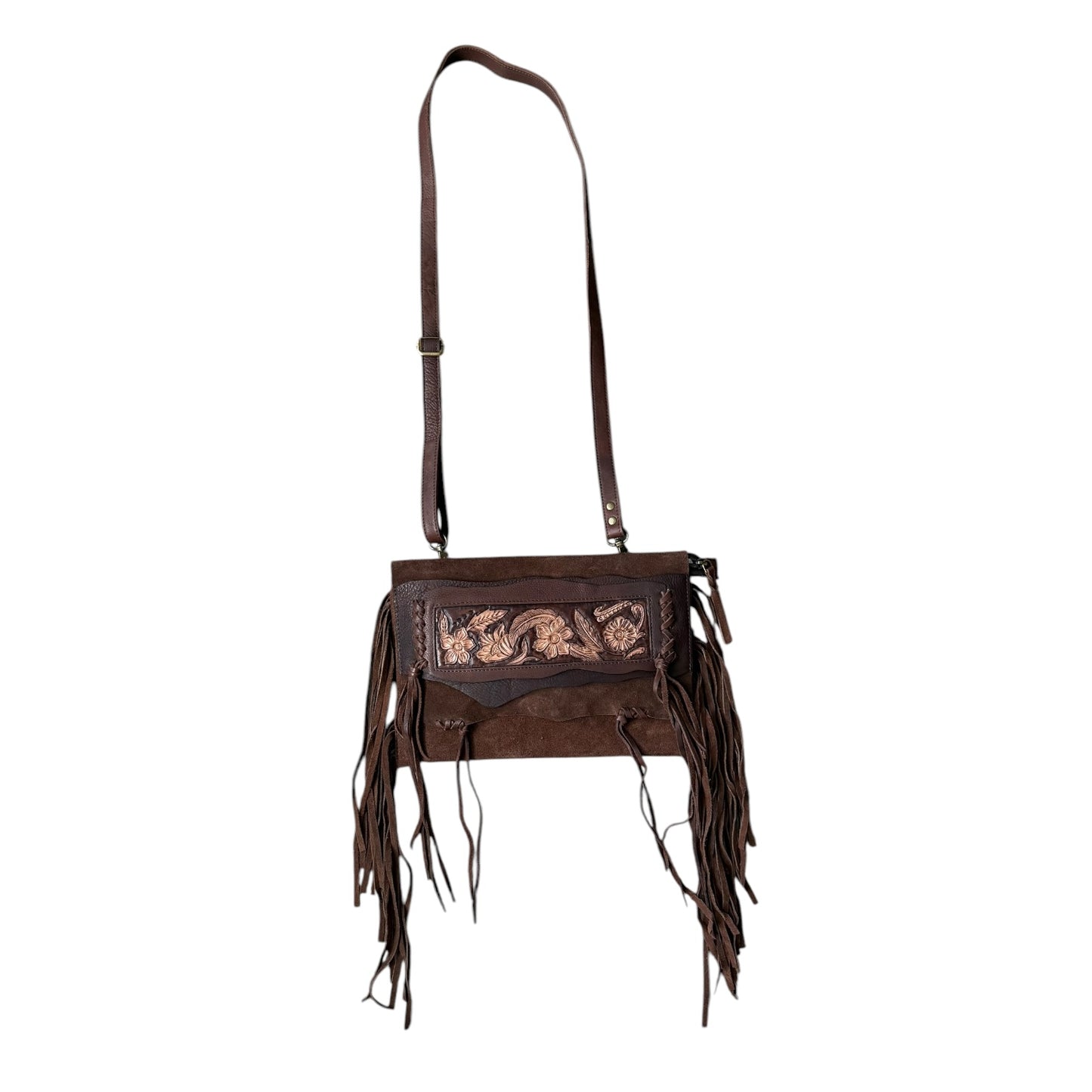 Tooled Floral Feather Flap Purse *defective*