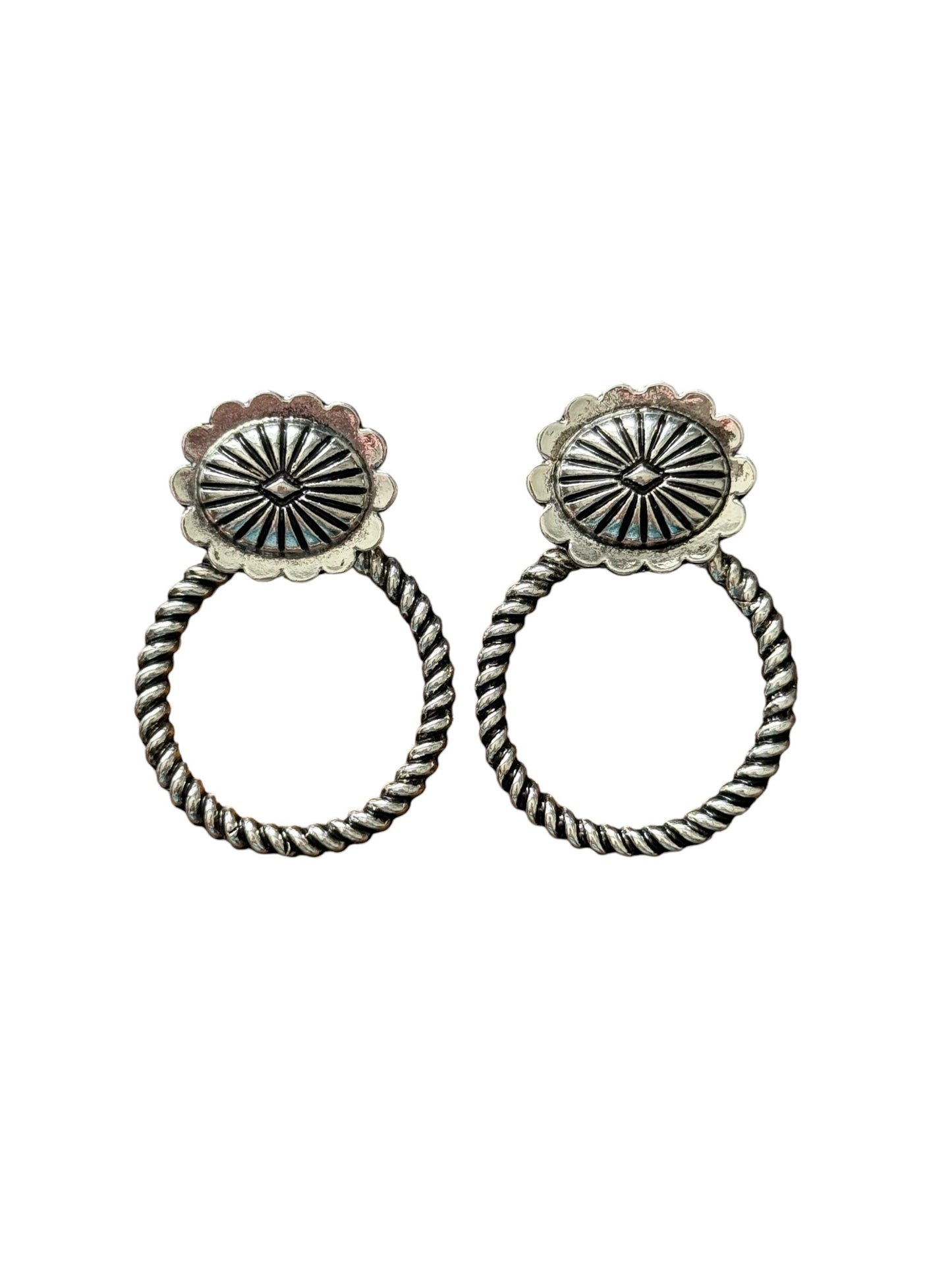 Silver Concho Rope Earrings