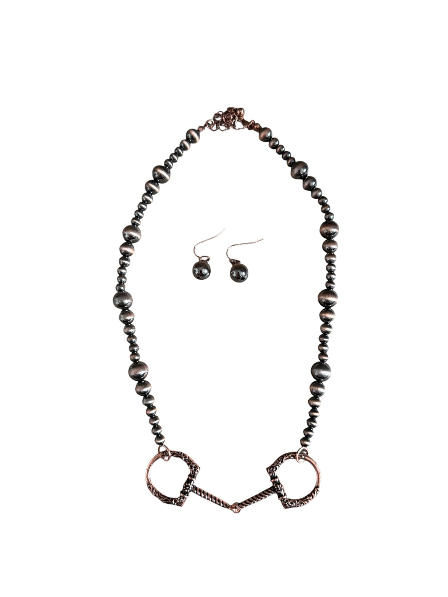 Copper Navajo Pearl Snaffle Bit Necklace Set
