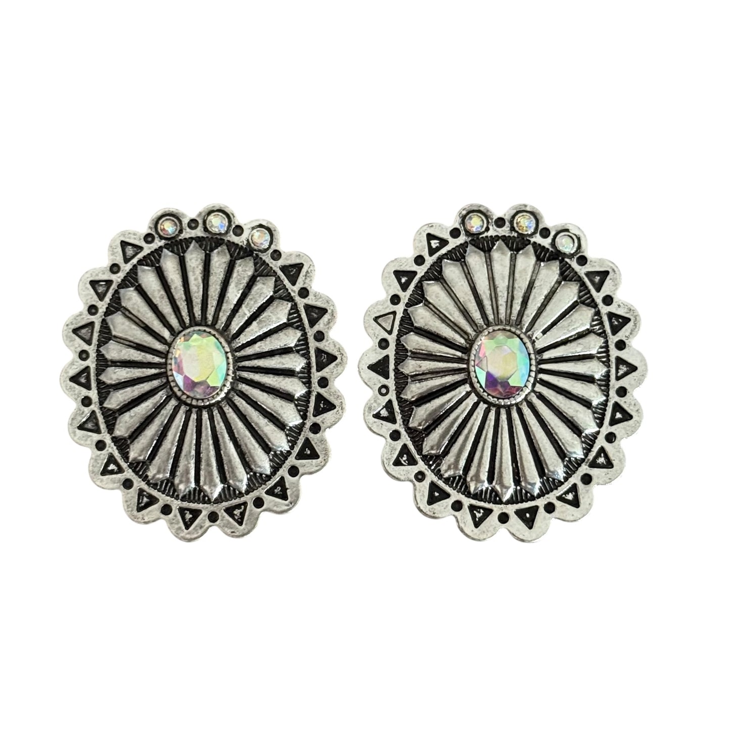 Large Crystal Concho Earrings