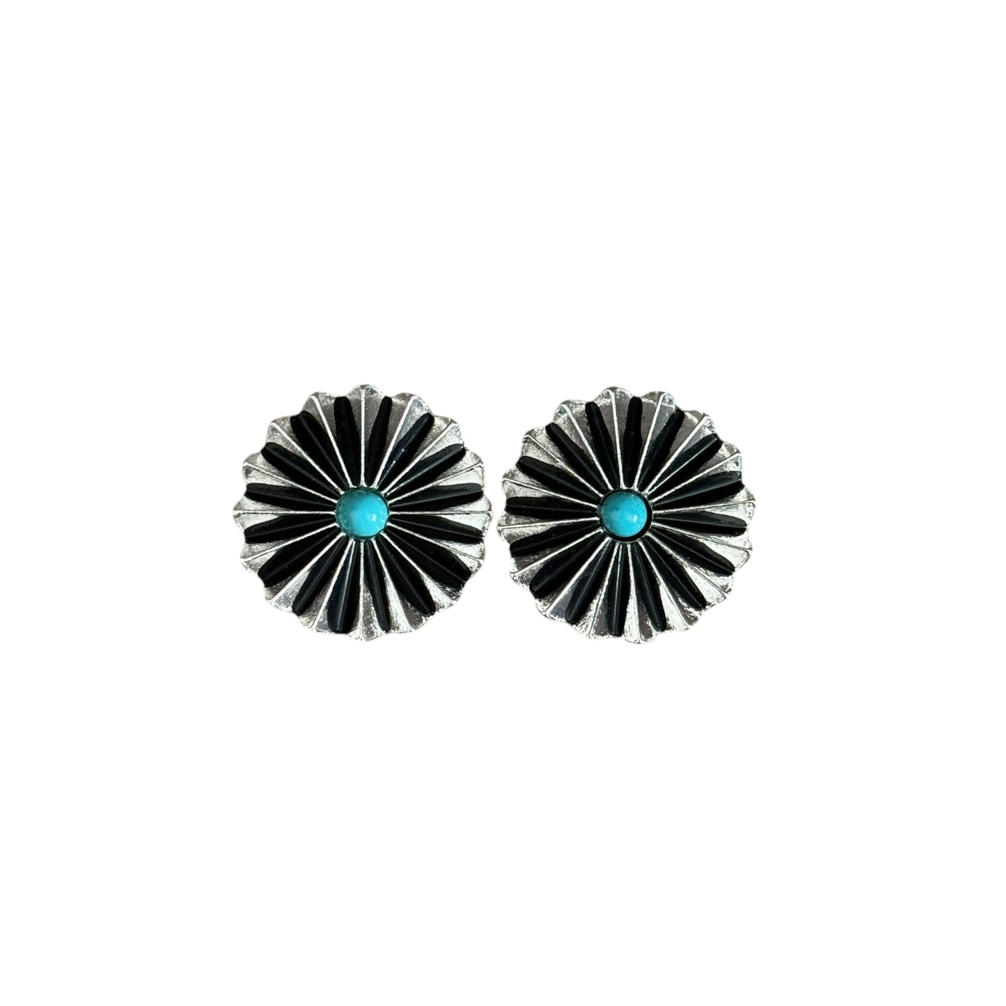 Turquoise Spiral Concho Earrings