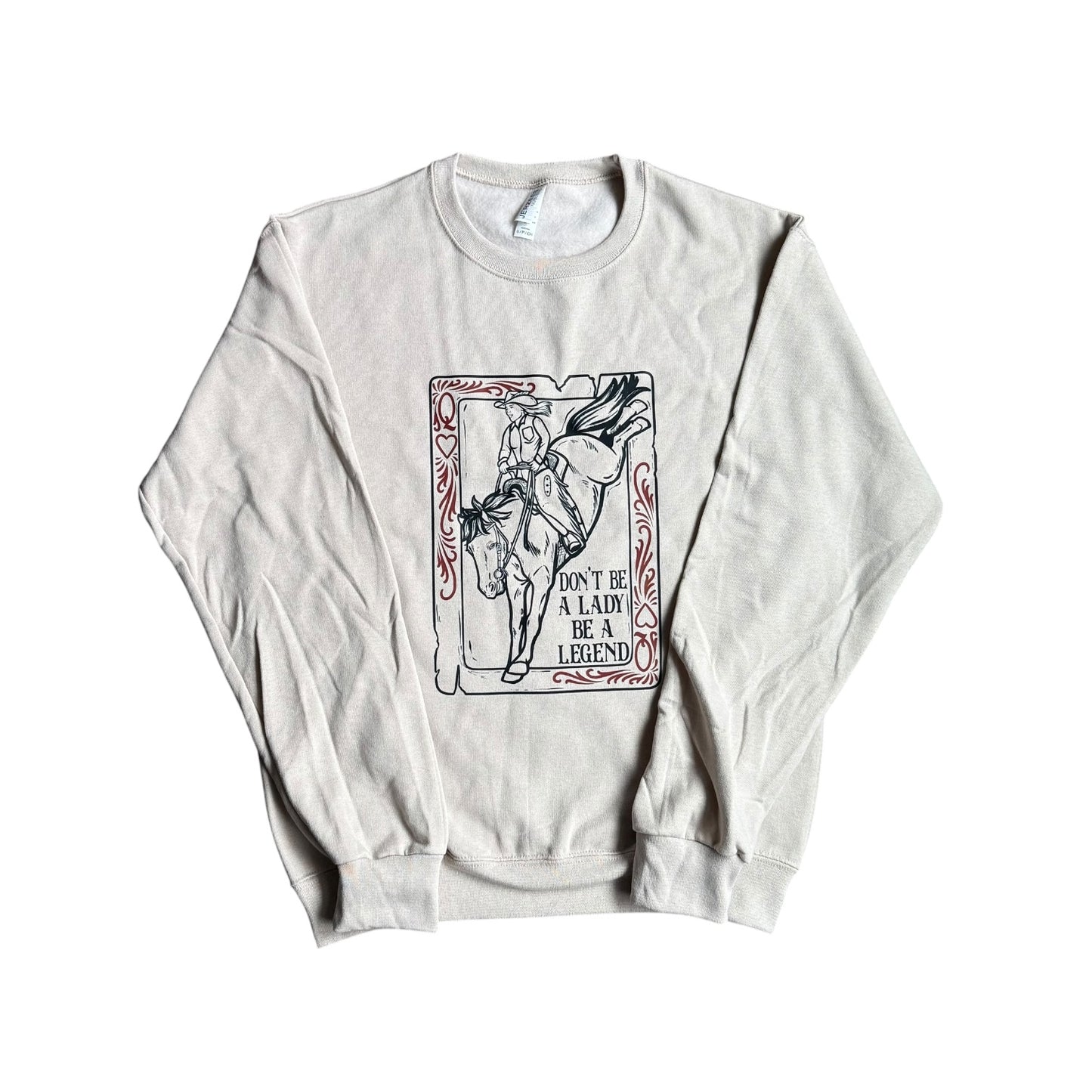 Queen of Hearts Bronc Sand Crewneck