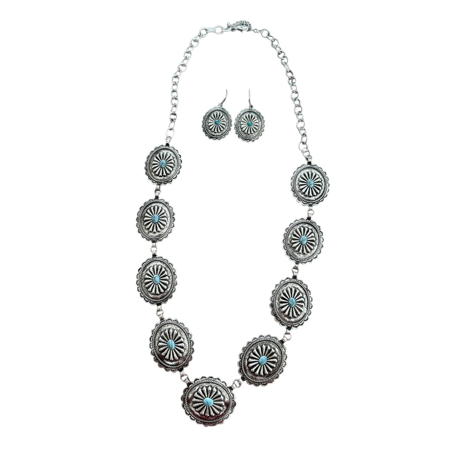Turquoise Concho Necklace Set
