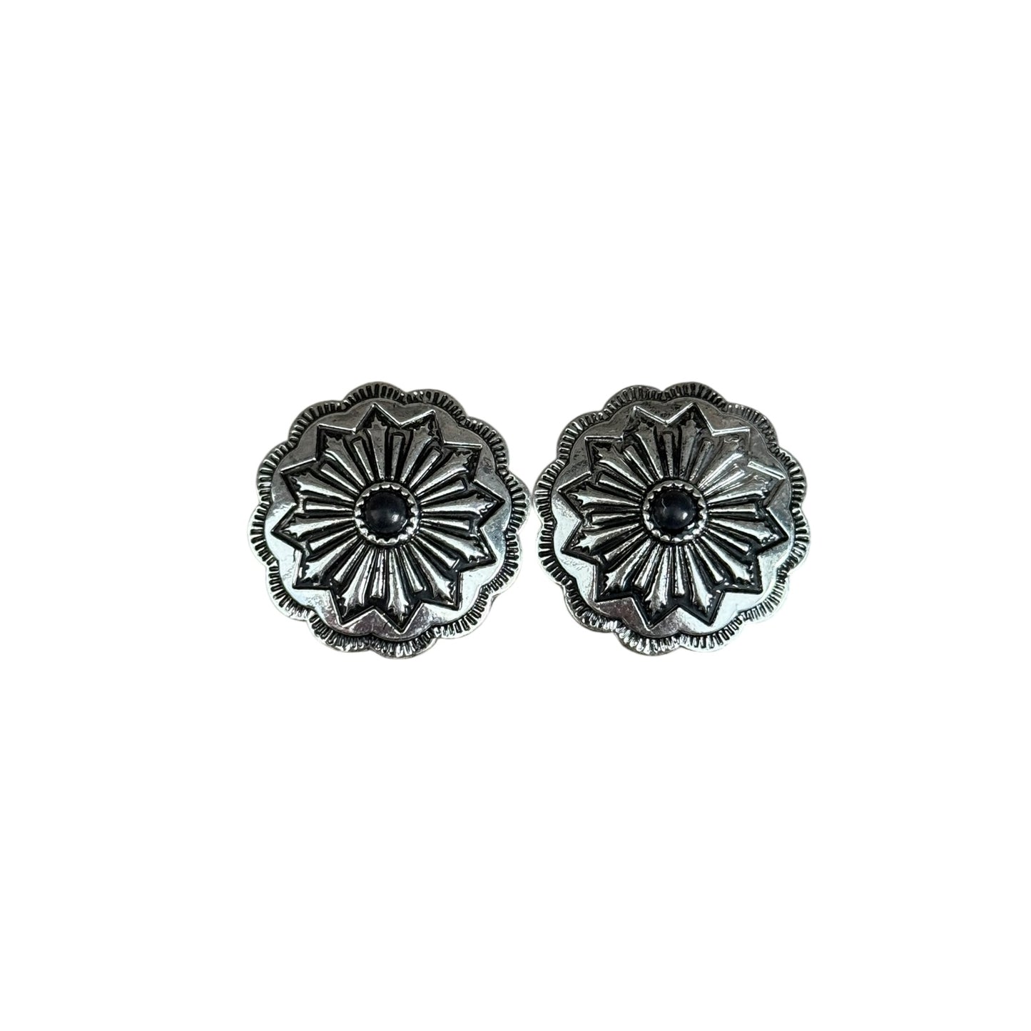 Black Stone Concho Earrings