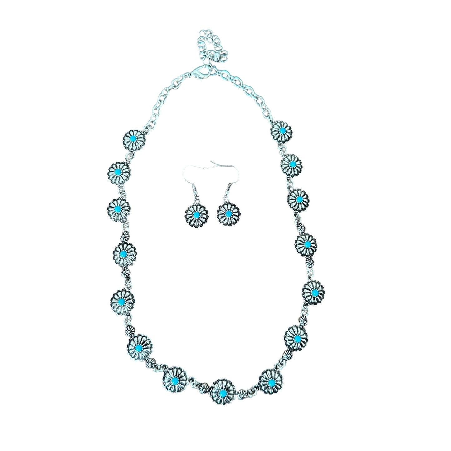 Turquoise Concho Necklace Set