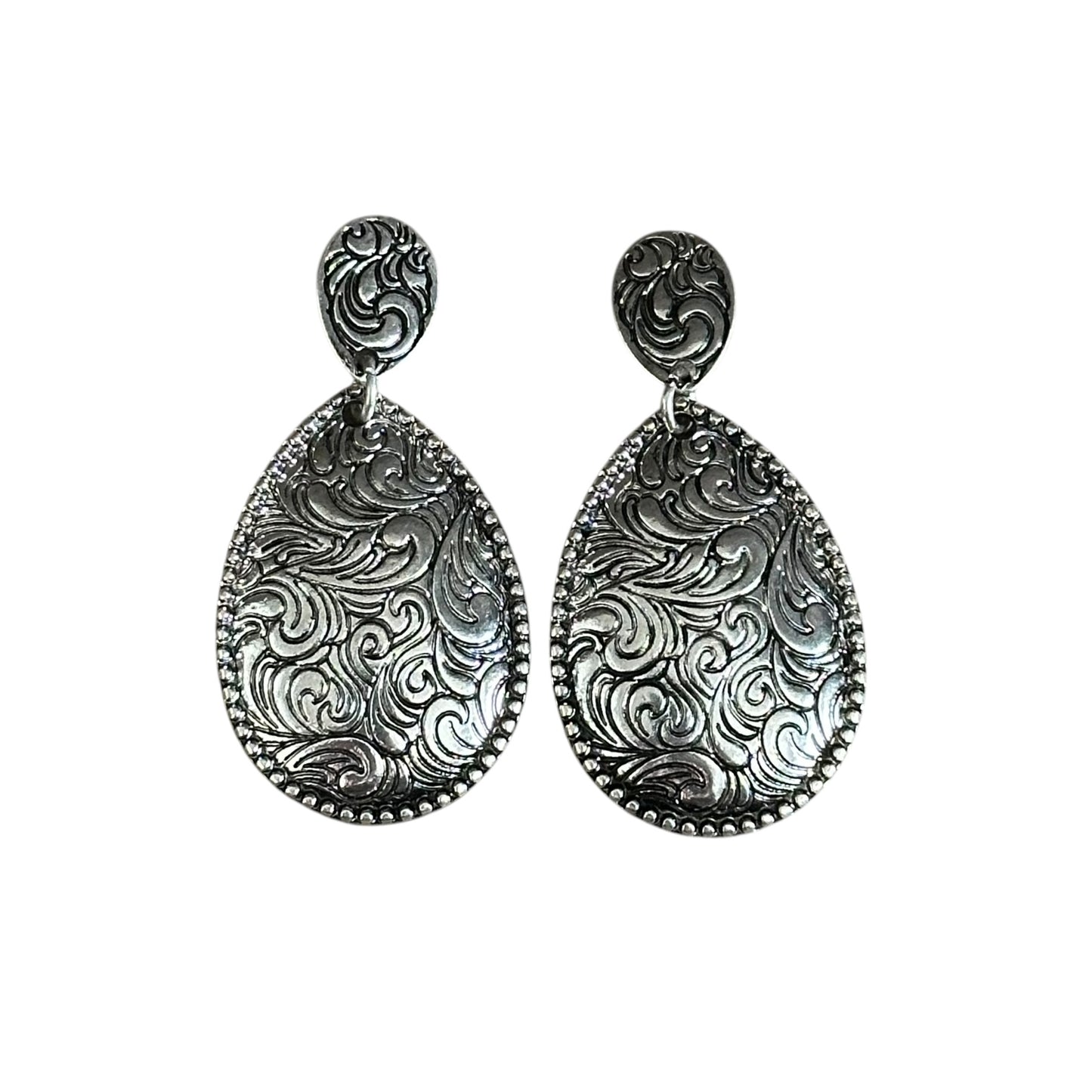 Tooled Teardrop Concho Earrings