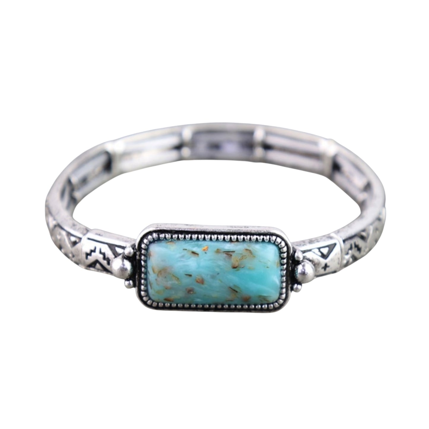 Turquoise Rectangle Stone Stretch Bracelet