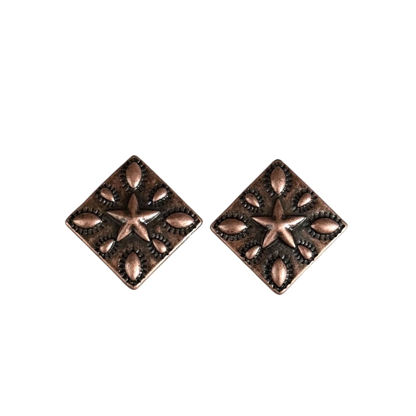 Copper Diamond Concho Earrings