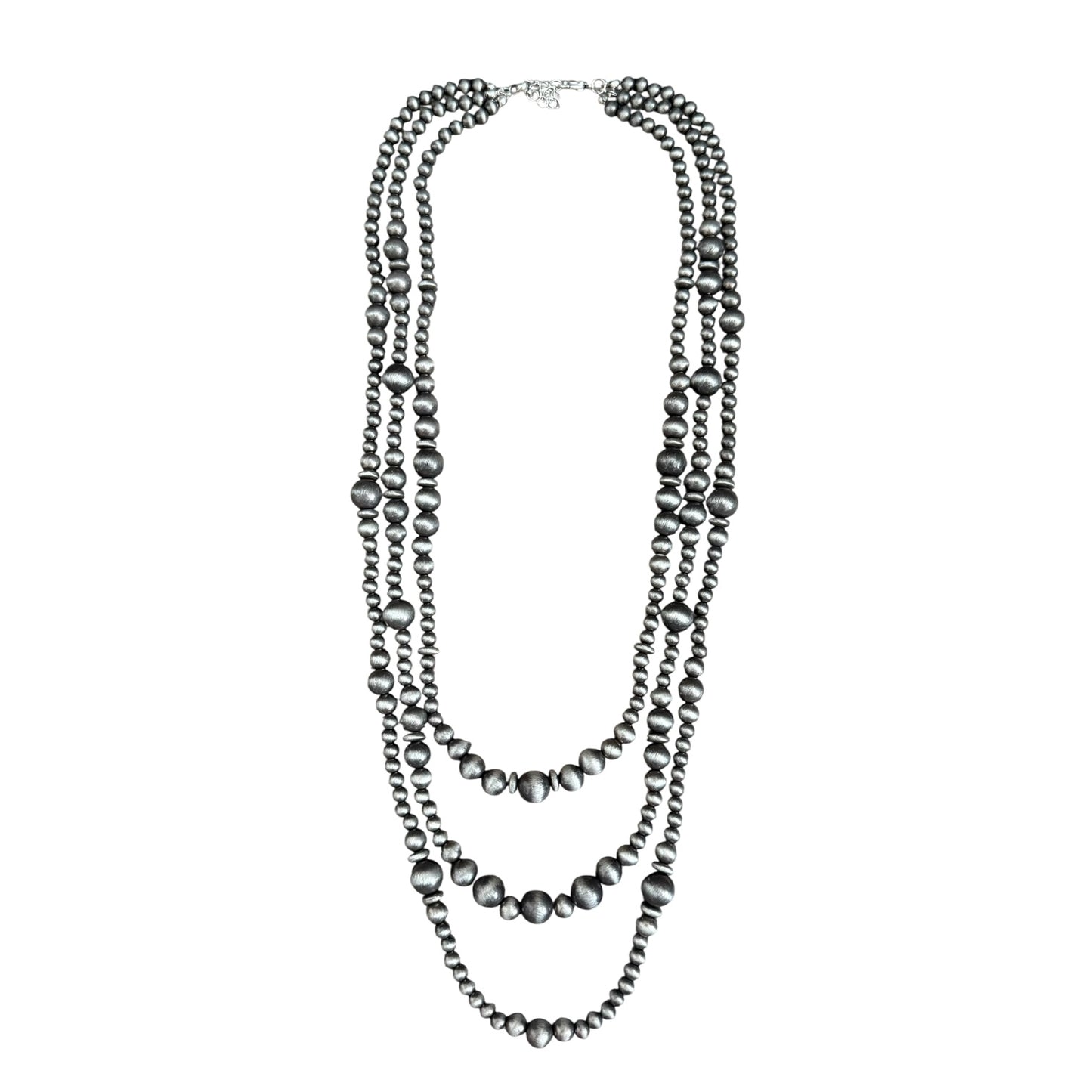 Gunmetal Navajo Pearl Layered Necklace