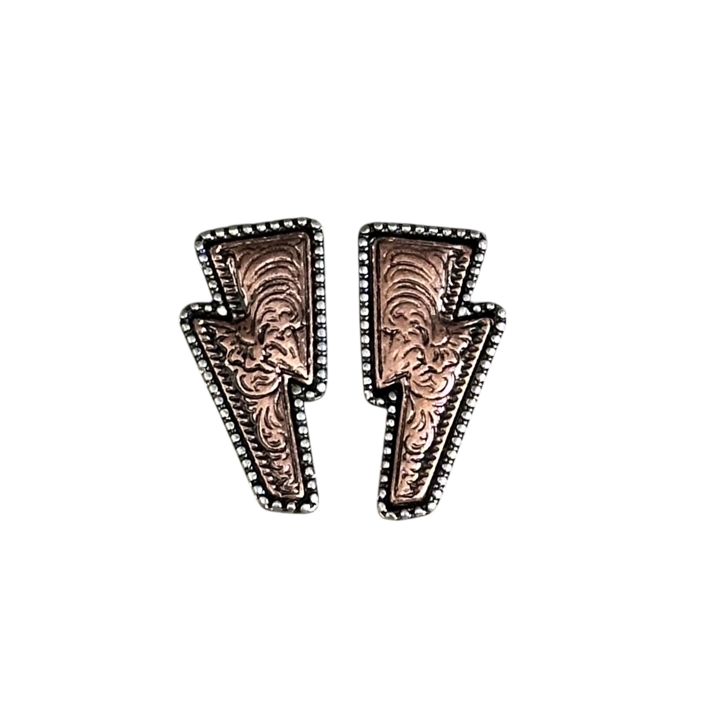 Tooled Copper Small Bolt Earrings