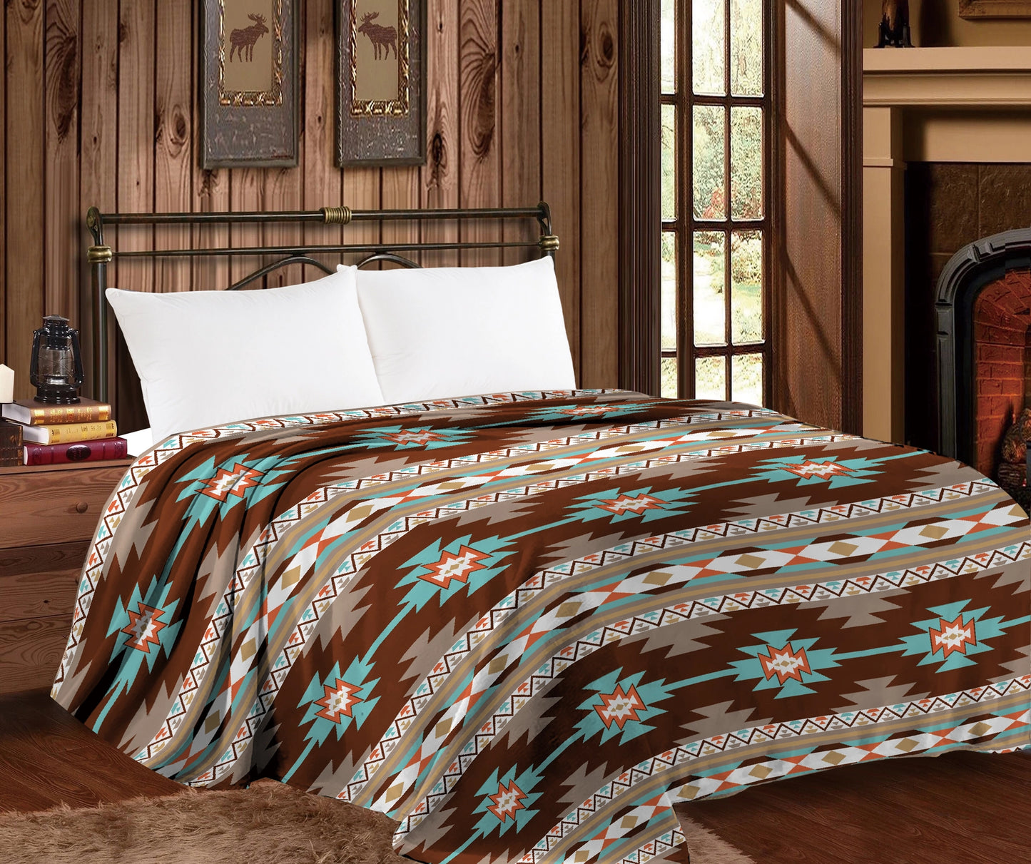 Brown Aztec Thin Throw Queen Blanket