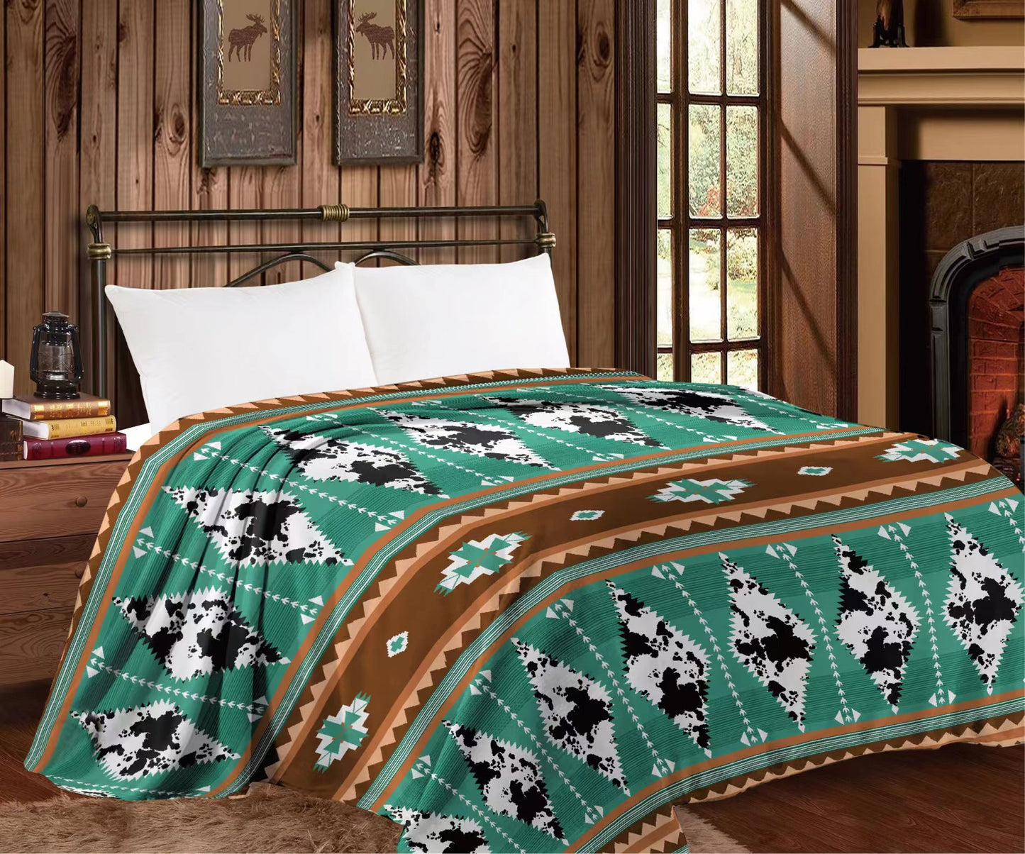 Cow Print Diamond Thin Throw Queen Blanket