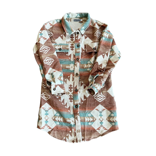 Cream & Brown Aztec Shacket