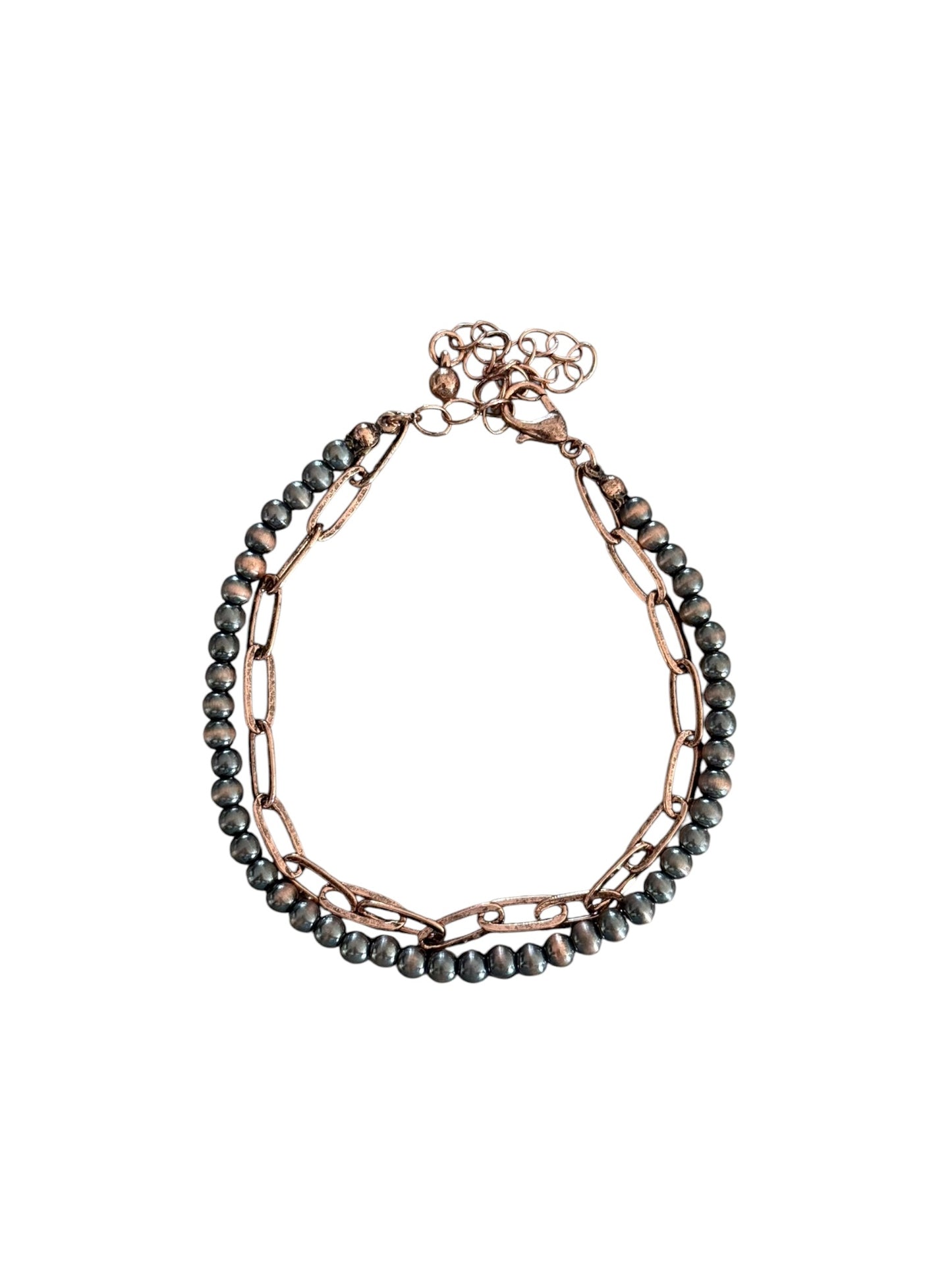 Copper Navajo Pearl Paperclip Bracelet