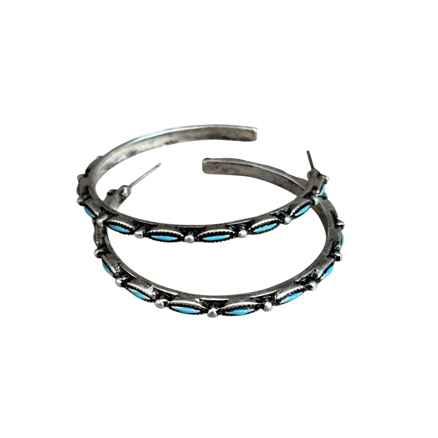 Thin Turquoise Hoops