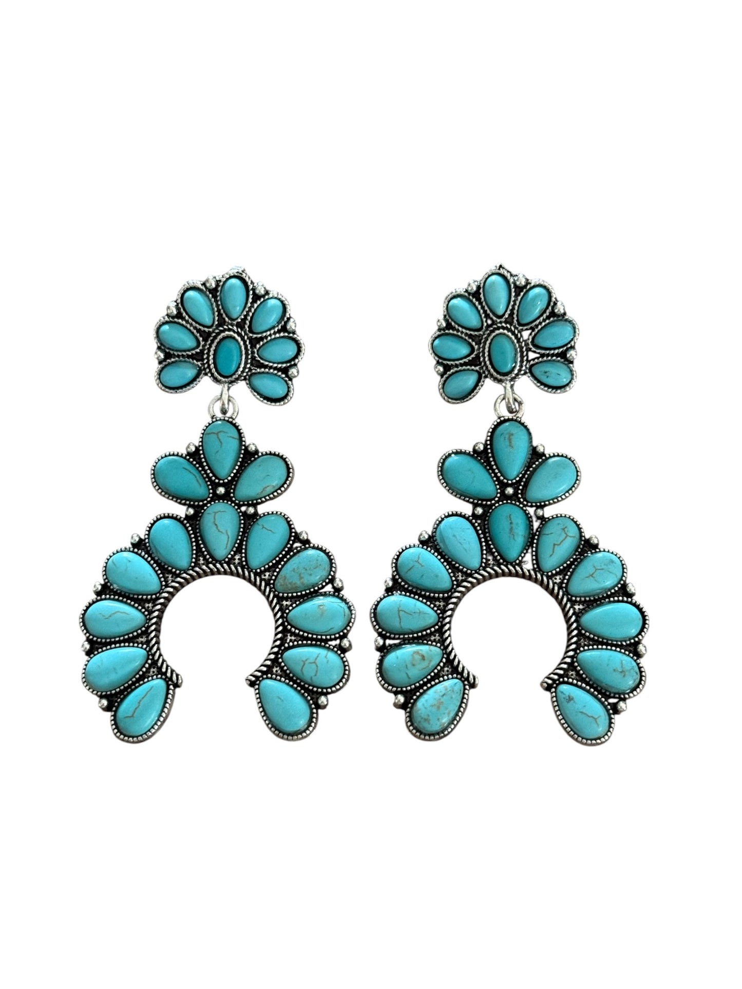 Turquoise Large Cluster Squash Earrings