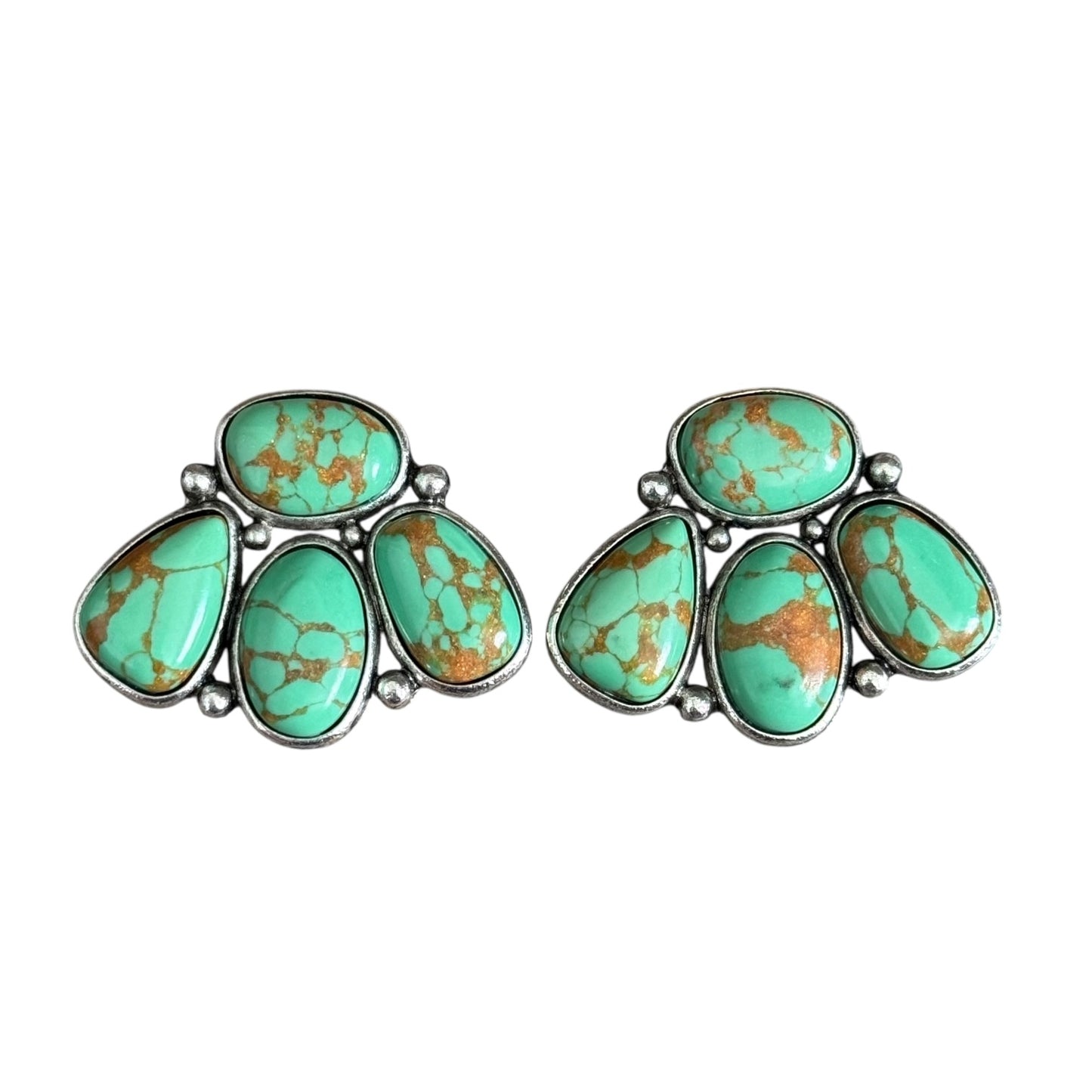 Green Marble Cluster Earrings