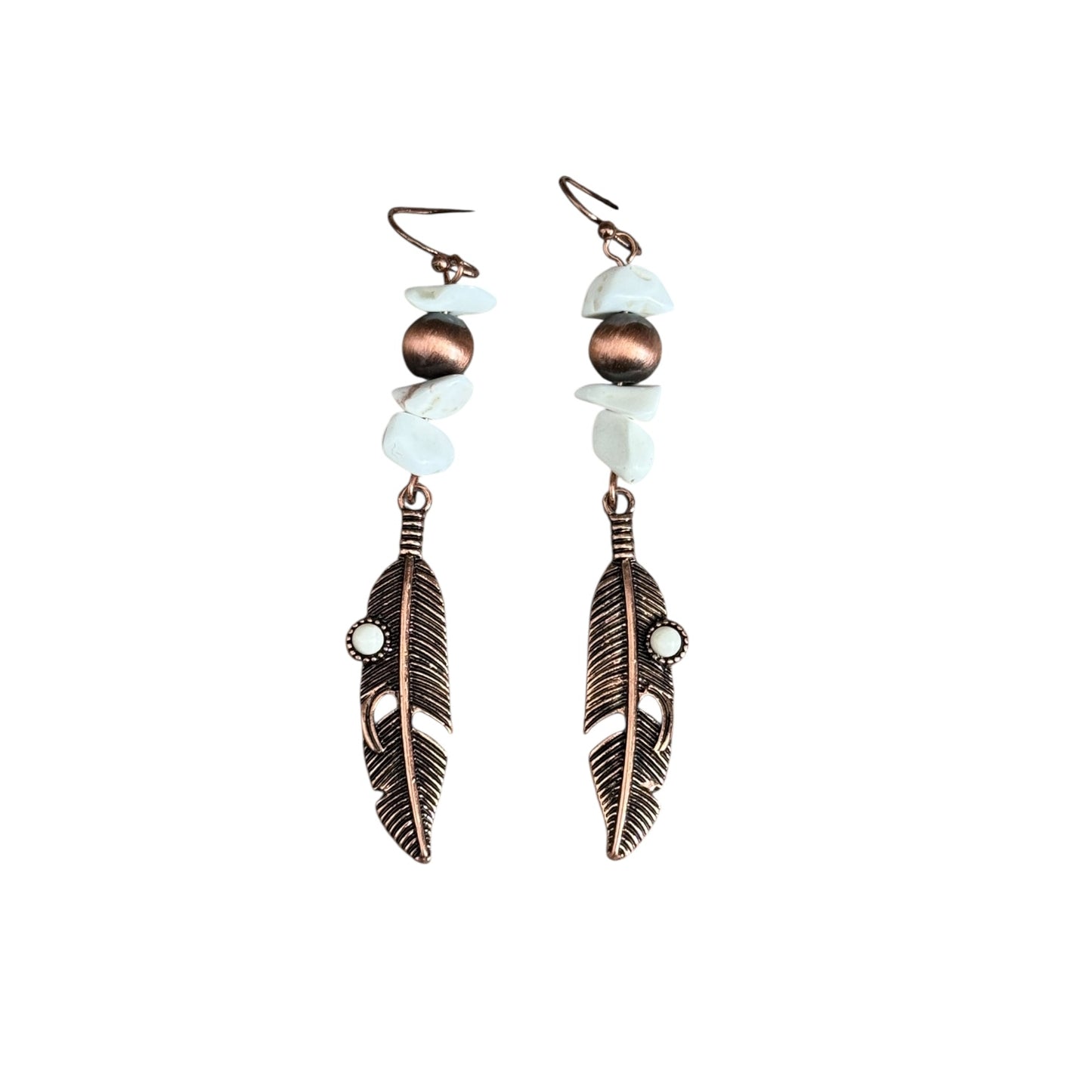 Copper Navajo Pearl Feather Earrings