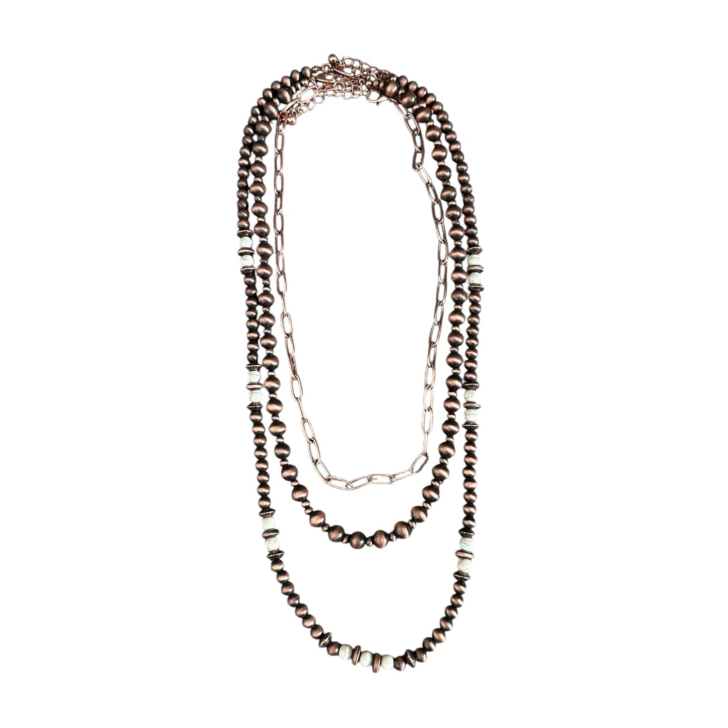 Copper Navajo Pearl Natural Triple Necklace