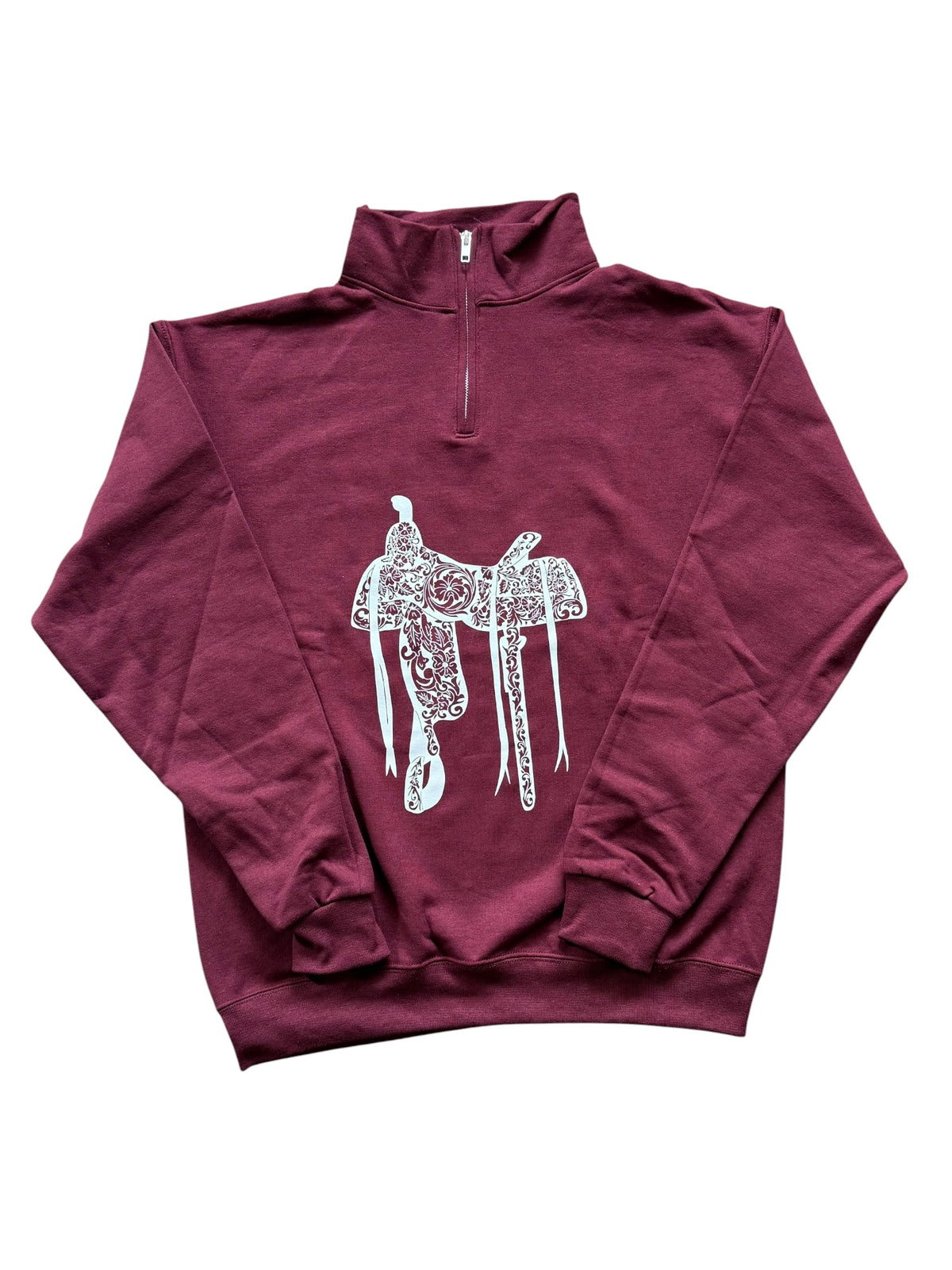 Tooled Saddle Maroon 1/4 Zip