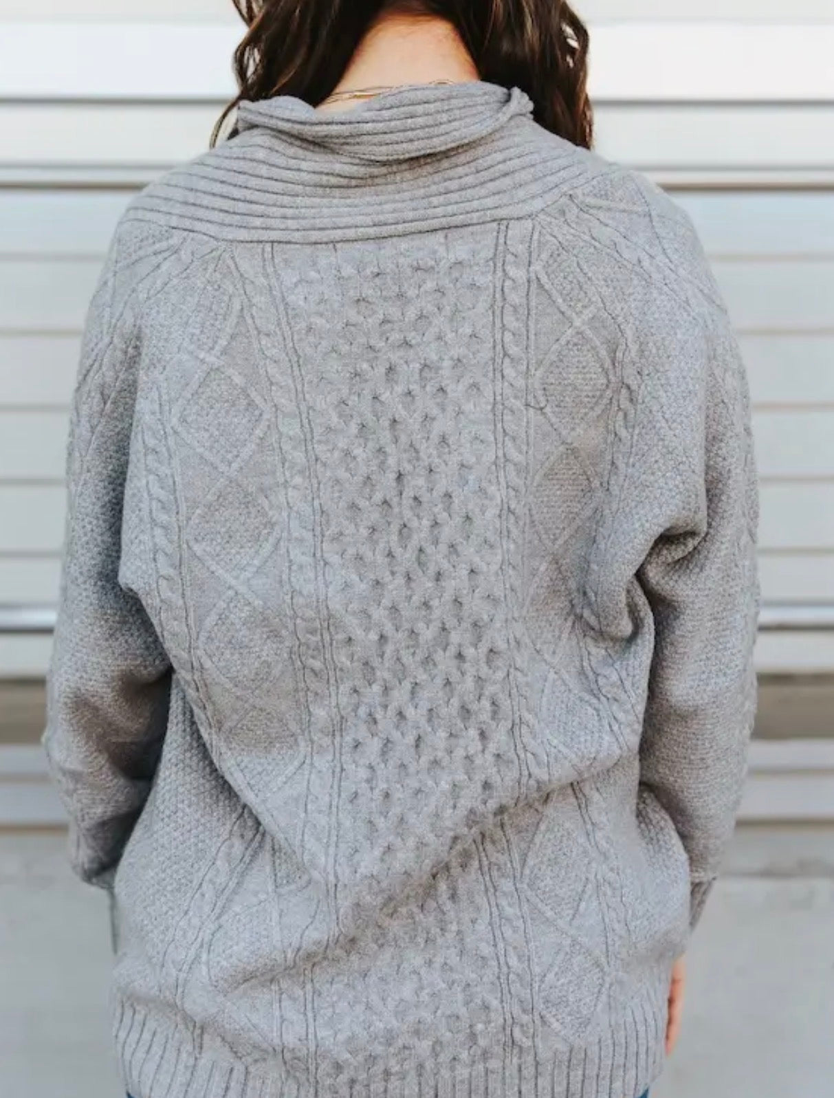 Grey Cable Knit Cardigan