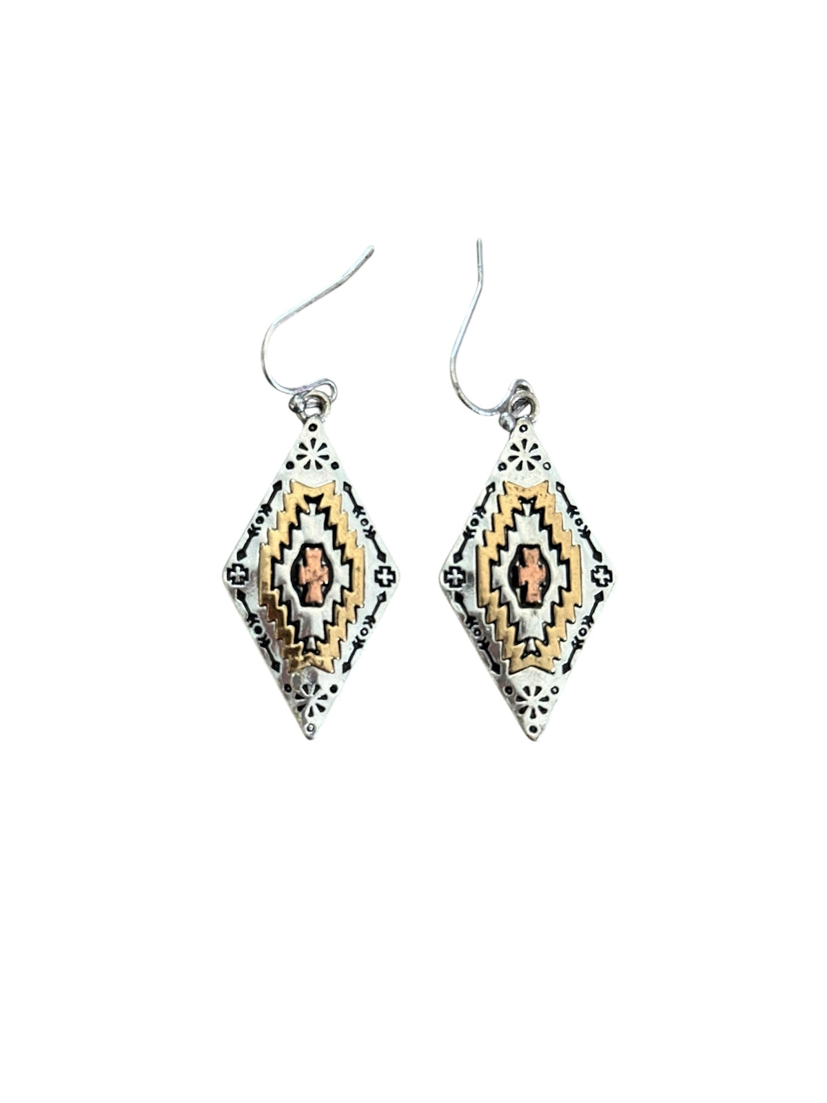 Silver & Gold Aztec Earrings