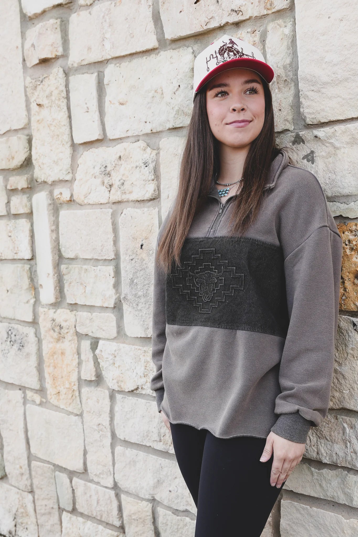 Aztec Steer 1/4 Zip Sweater