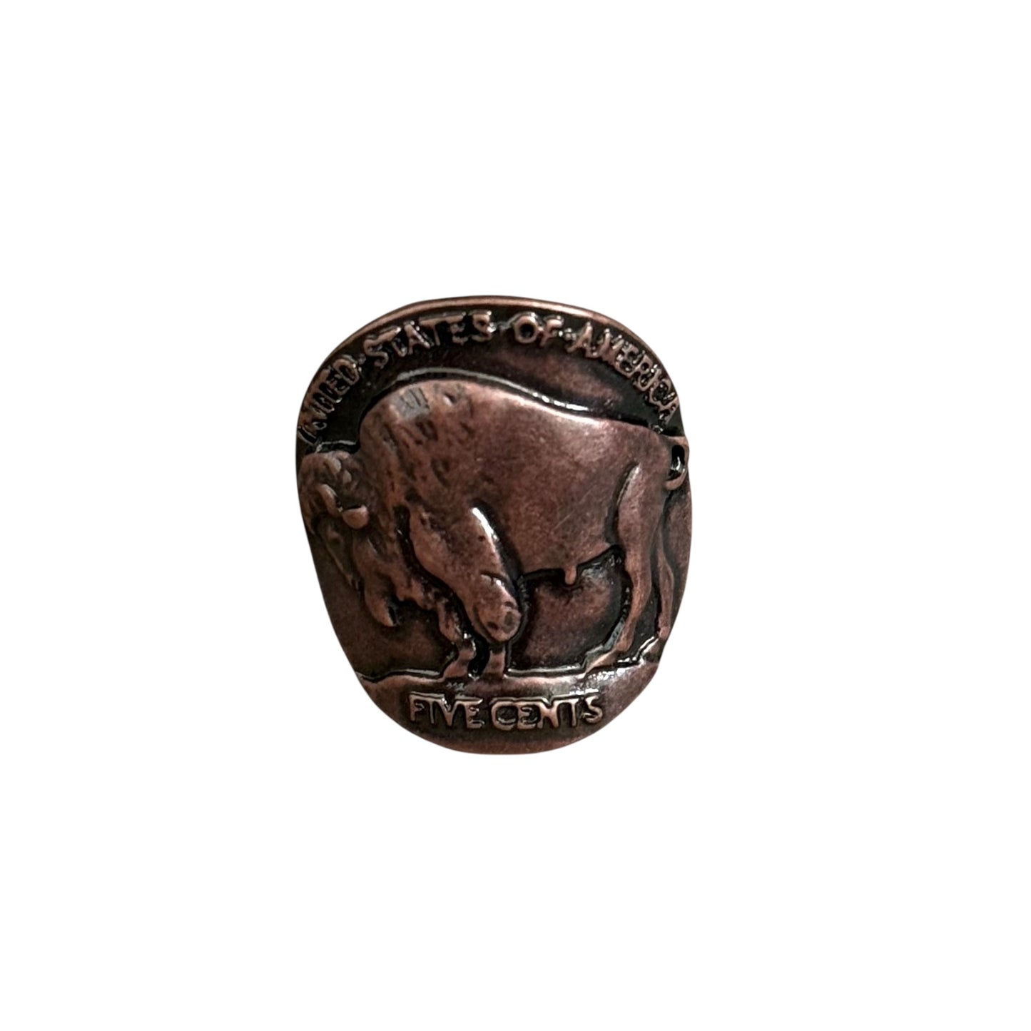 Copper Buffalo Coin Cuff Ring