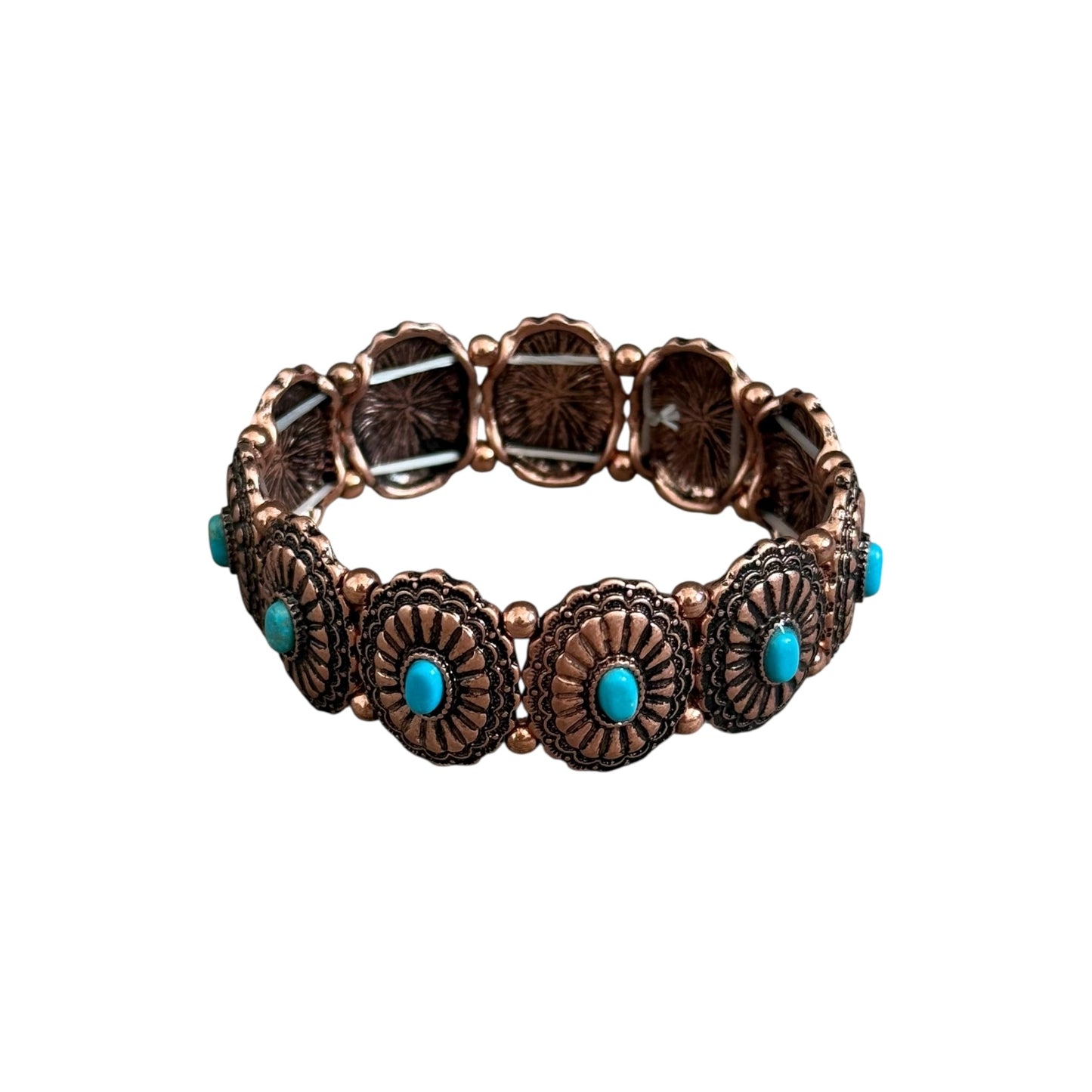 Copper Turquoise Concho Stretch Bracelet