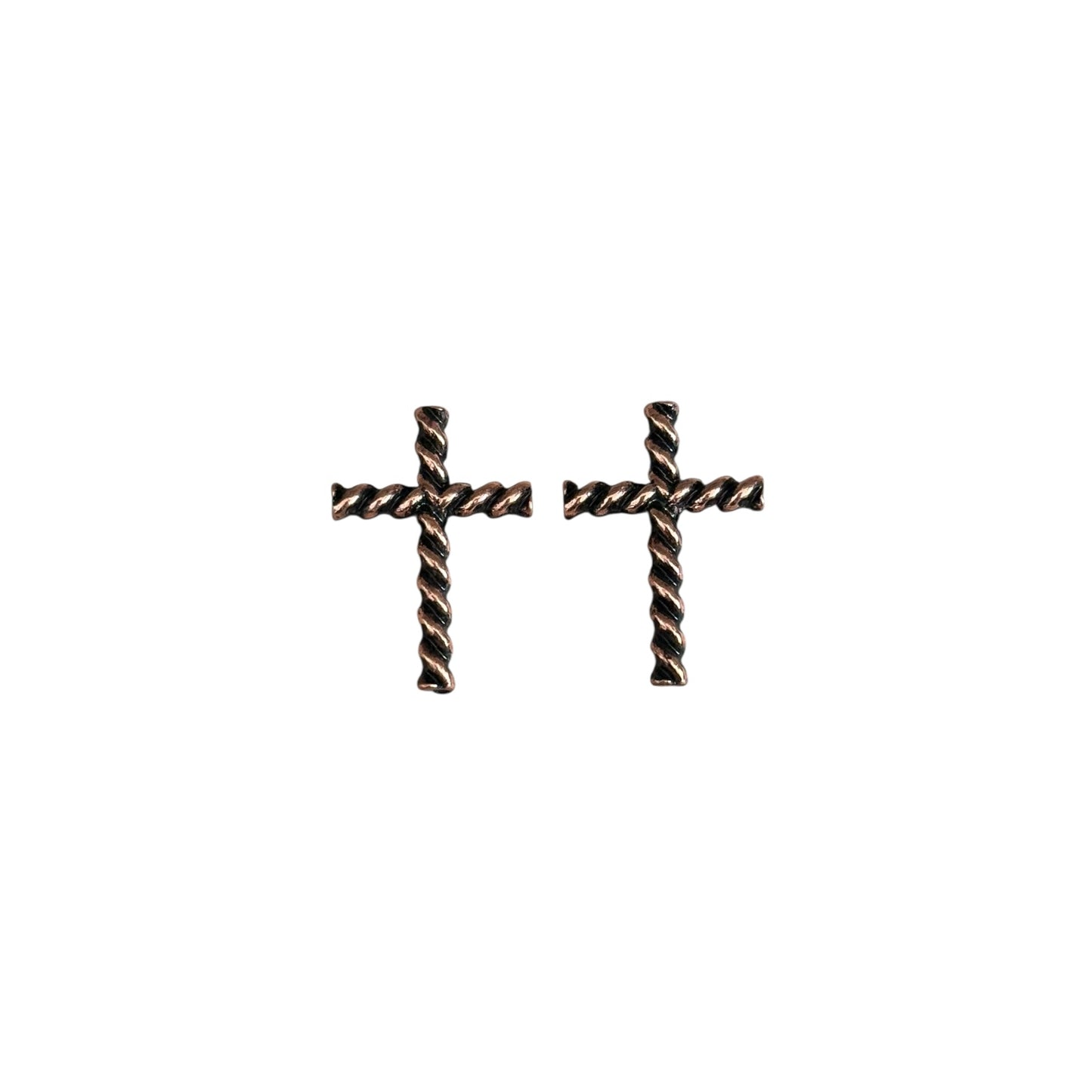 Copper Rope Cross Earrings