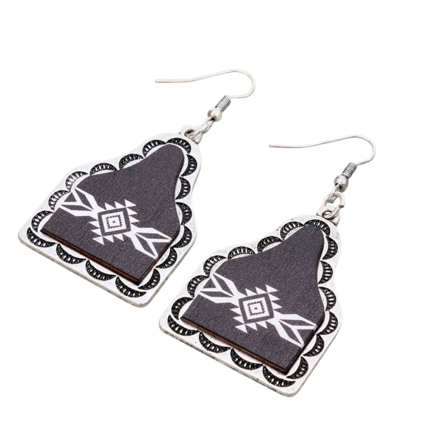 Black Aztec Tag Earrings