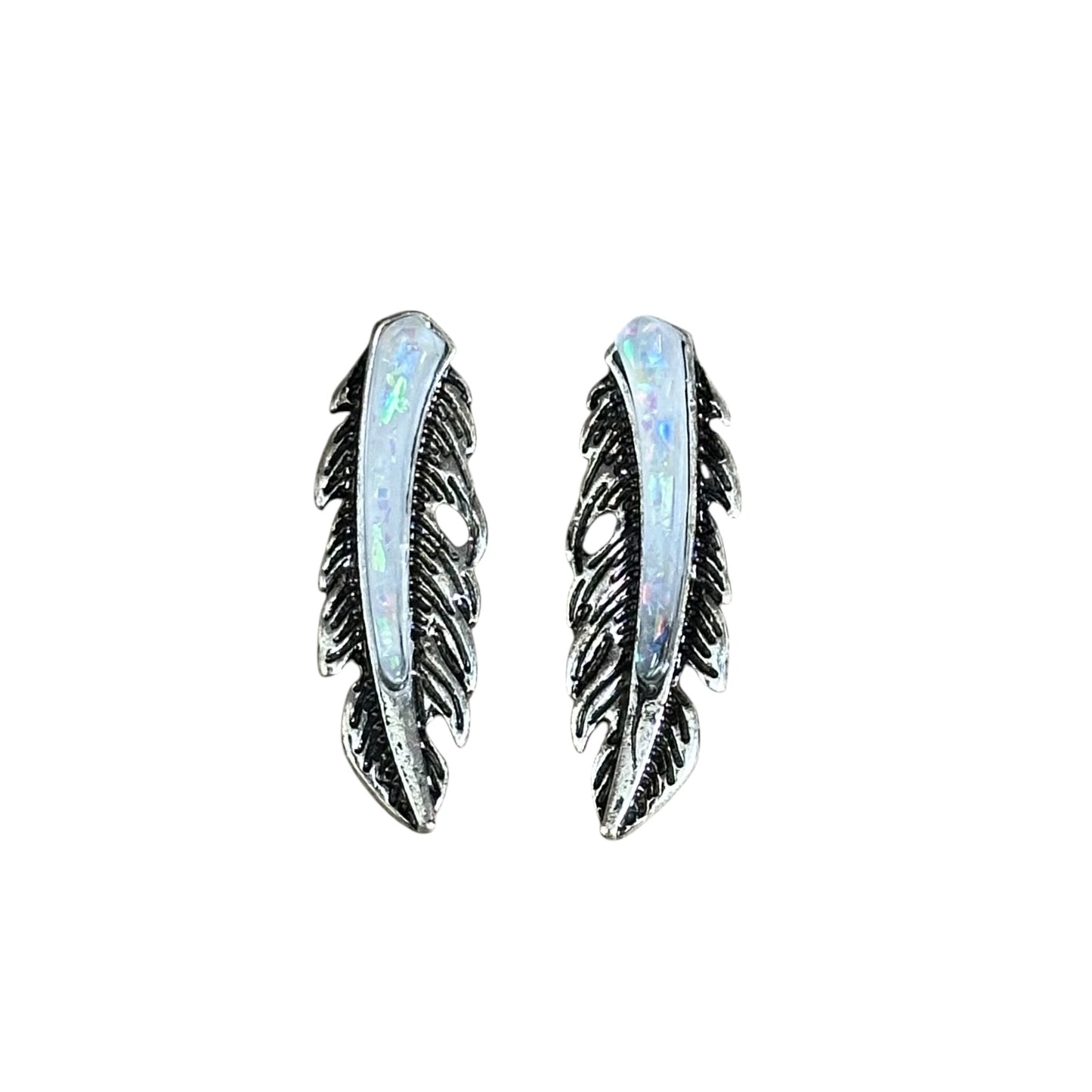Opal Feather Earrings