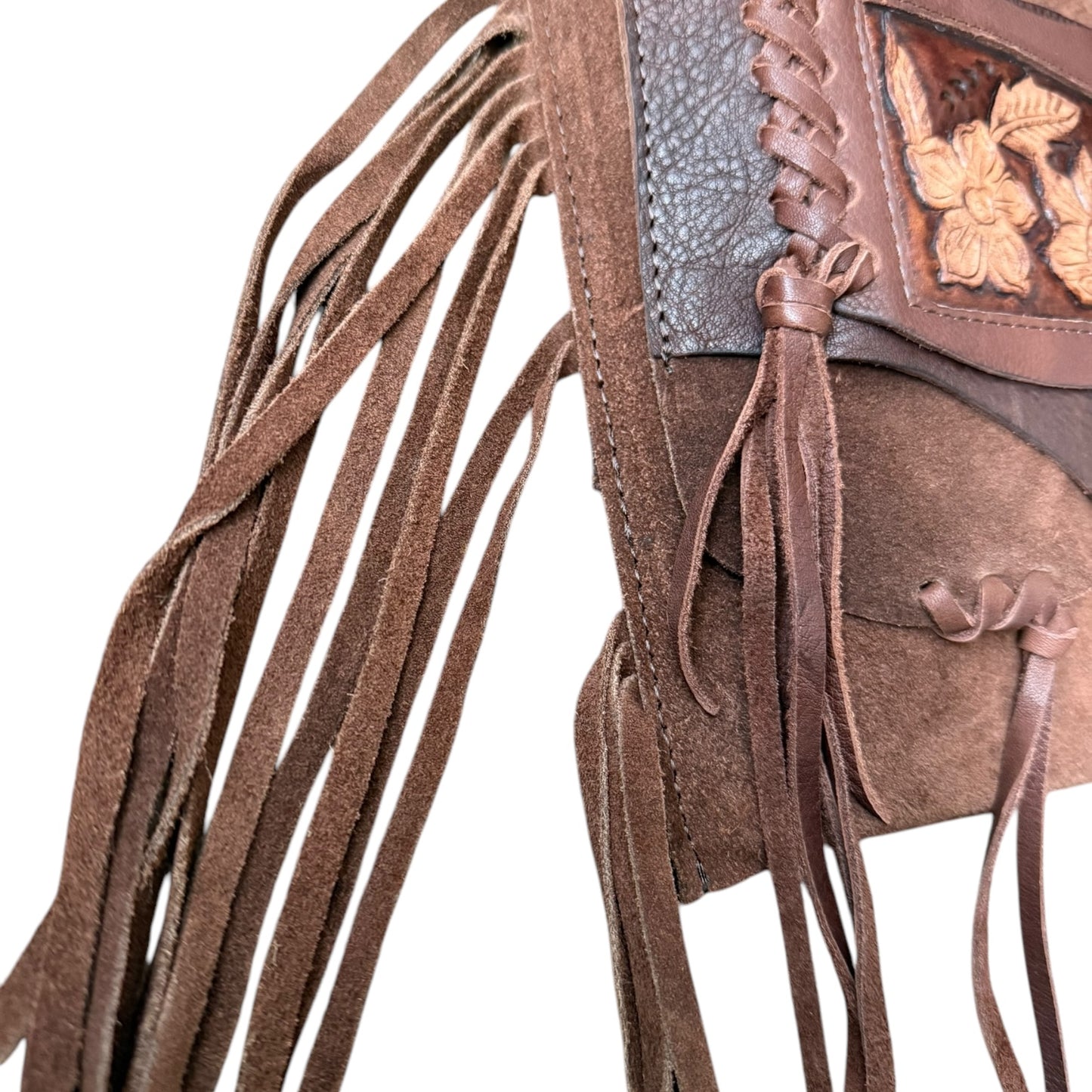Tooled Floral Feather Flap Purse *defective*