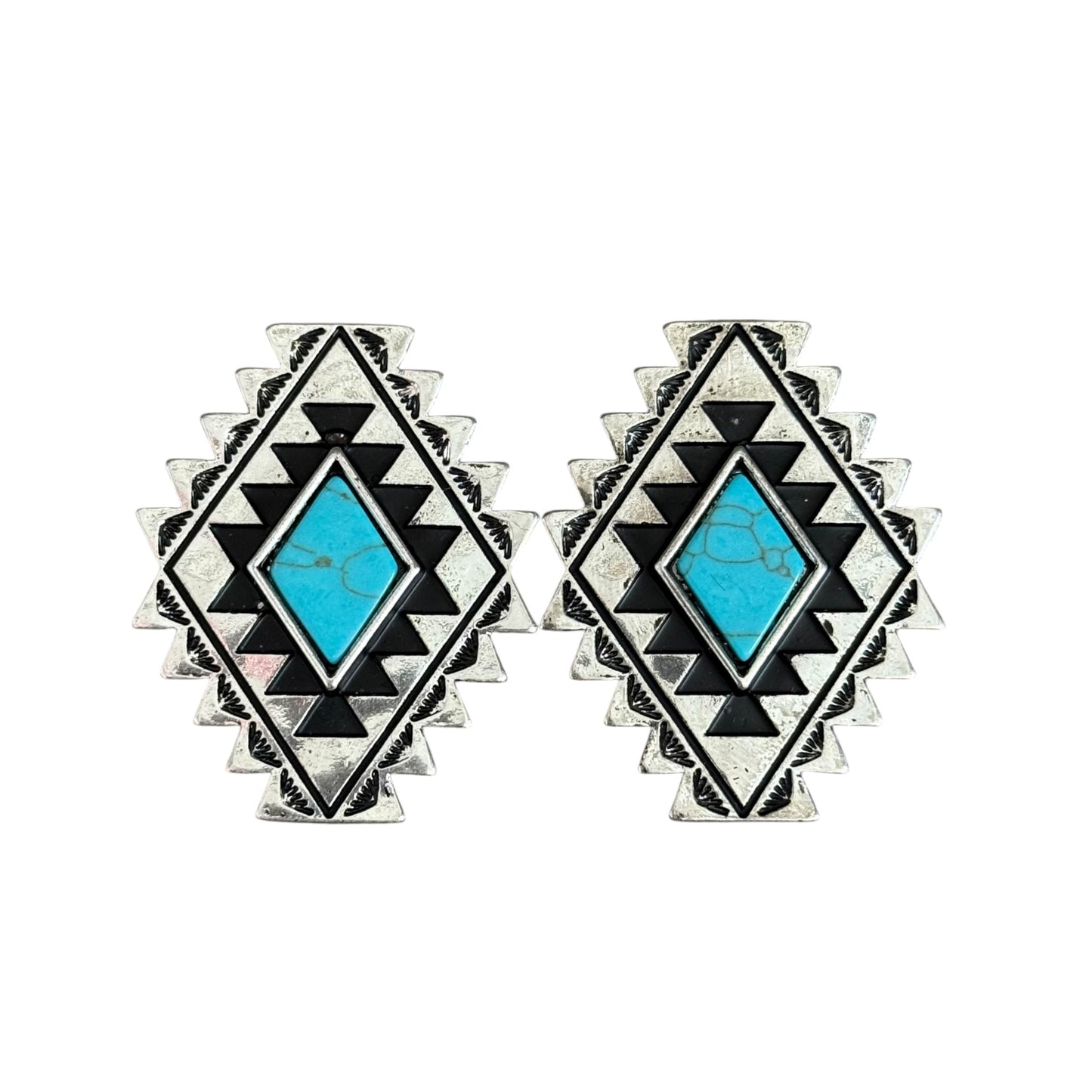 Large Aztec Turquoise Earrings