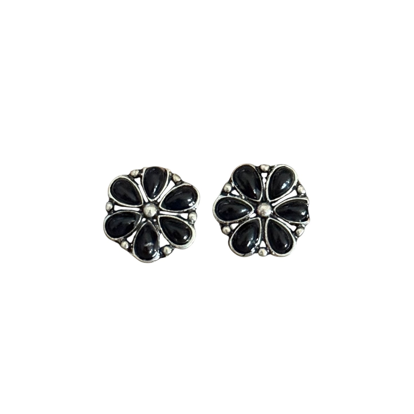 Black Flower Stone Earrings