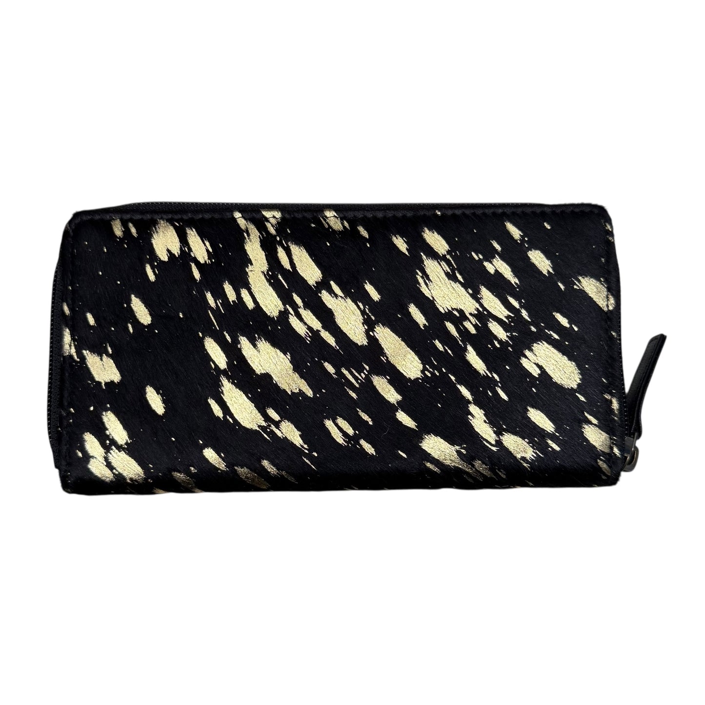 Black Gold Acid Wash Cowhide Wallet