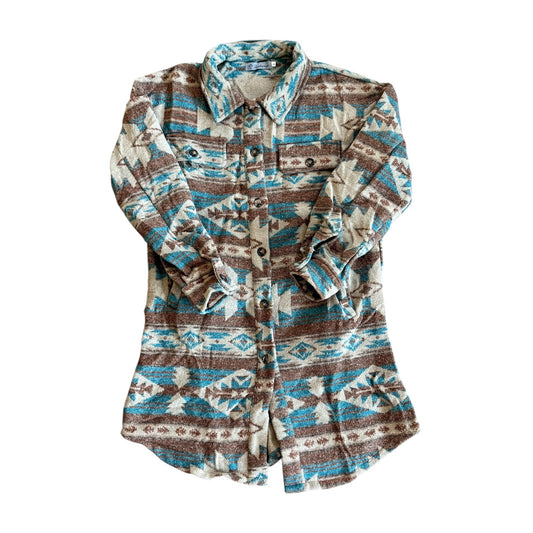 Turquoise & Brown Aztec Shacket